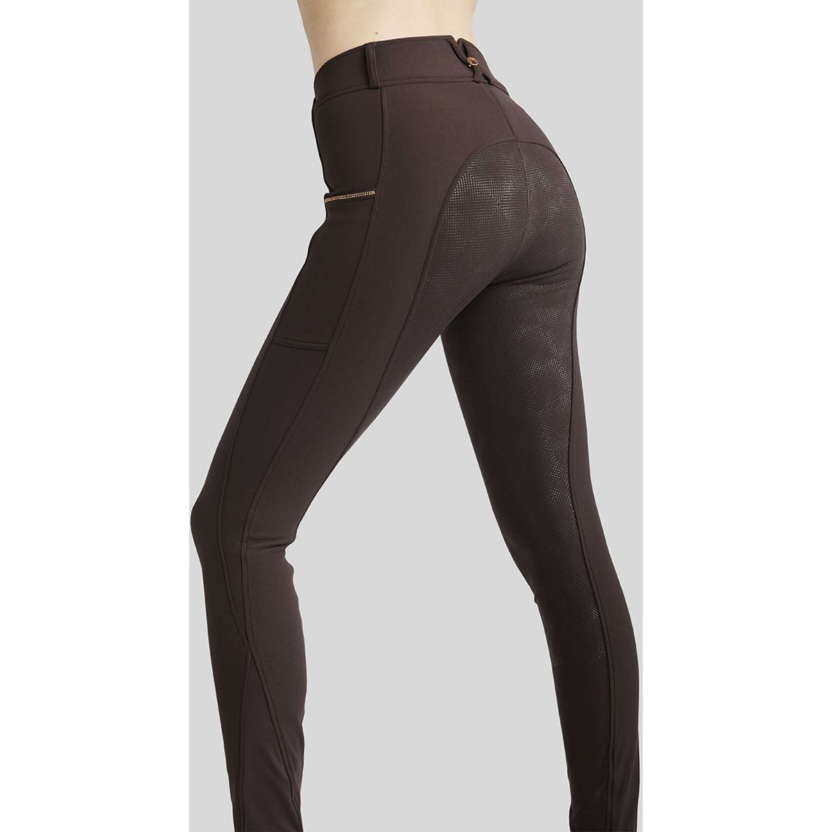 Montar Pantalon d'Équitation MoMaddie Rosegold Crystals Full Grip Marron