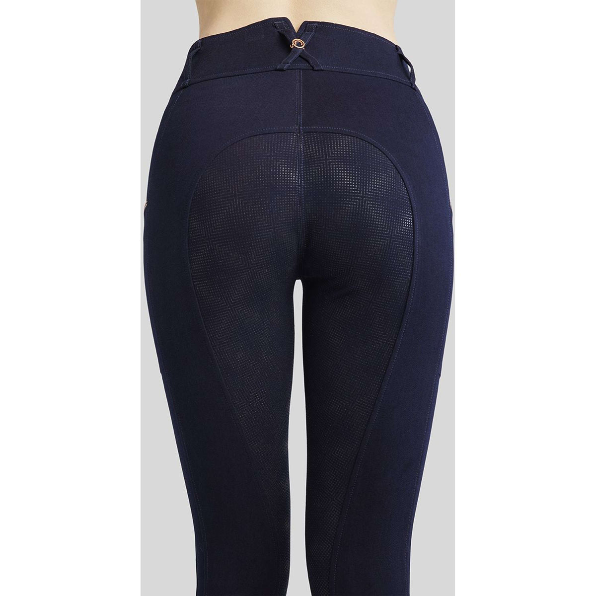 Montar Pantalon d'Équitation MoMaddie Rosegold Crystals Full Grip Denim foncé