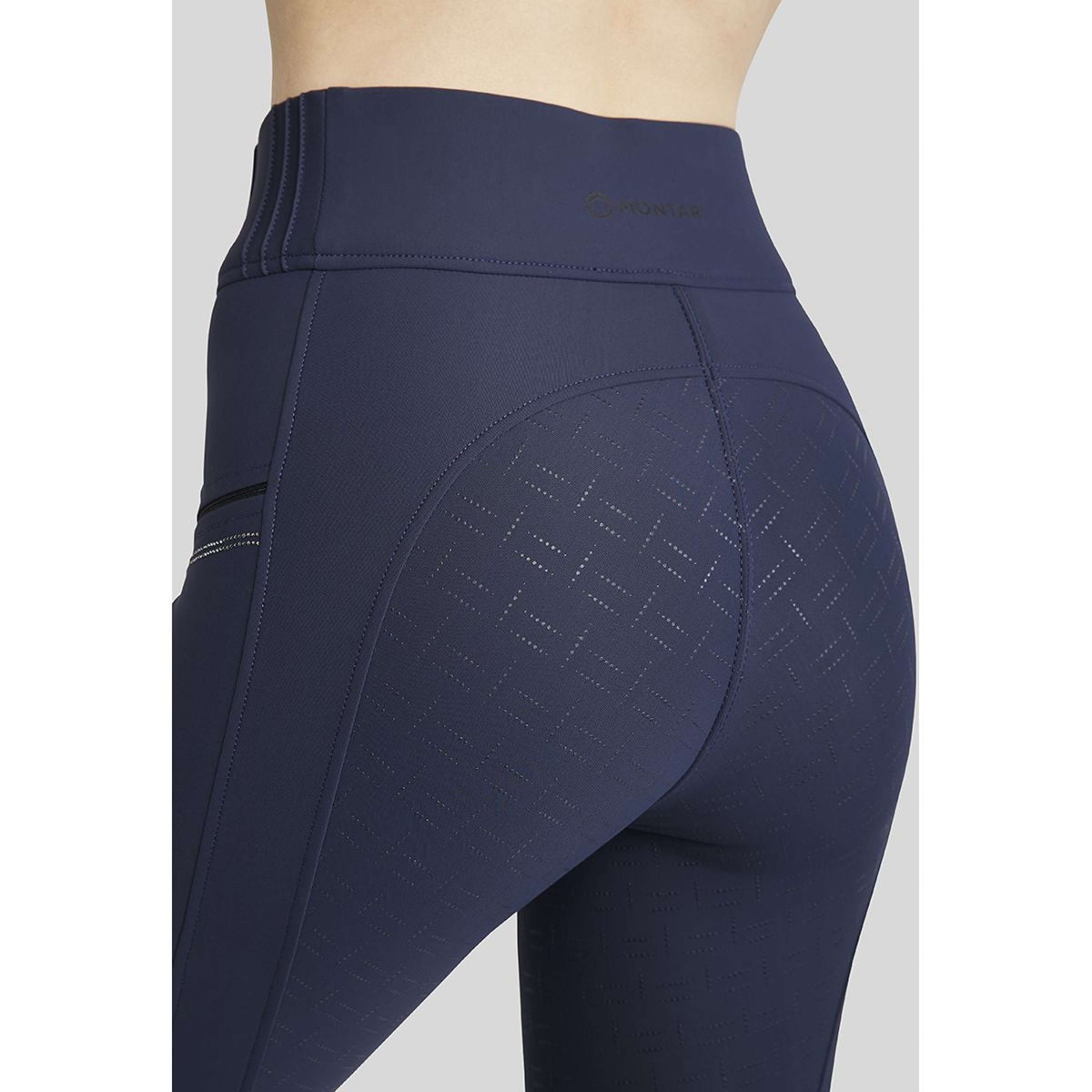 Montar Legging d'Équitation MoRosie Pintucks Crystals Full Grip Marin foncé