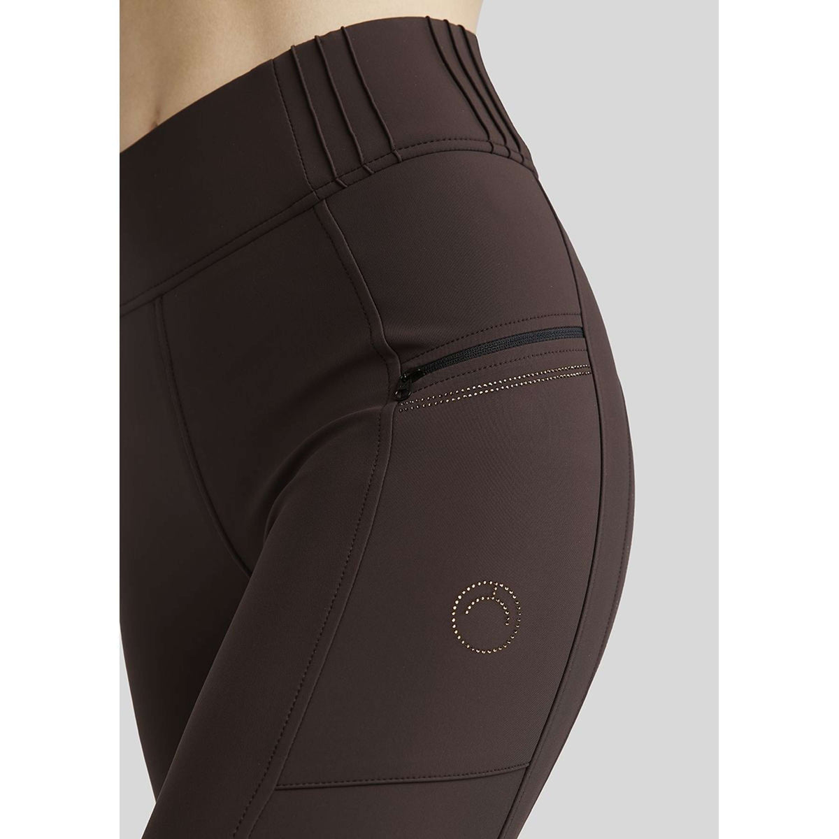 Montar Legging d'Équitation MoRosie Pintucks Crystals Full Grip Marron