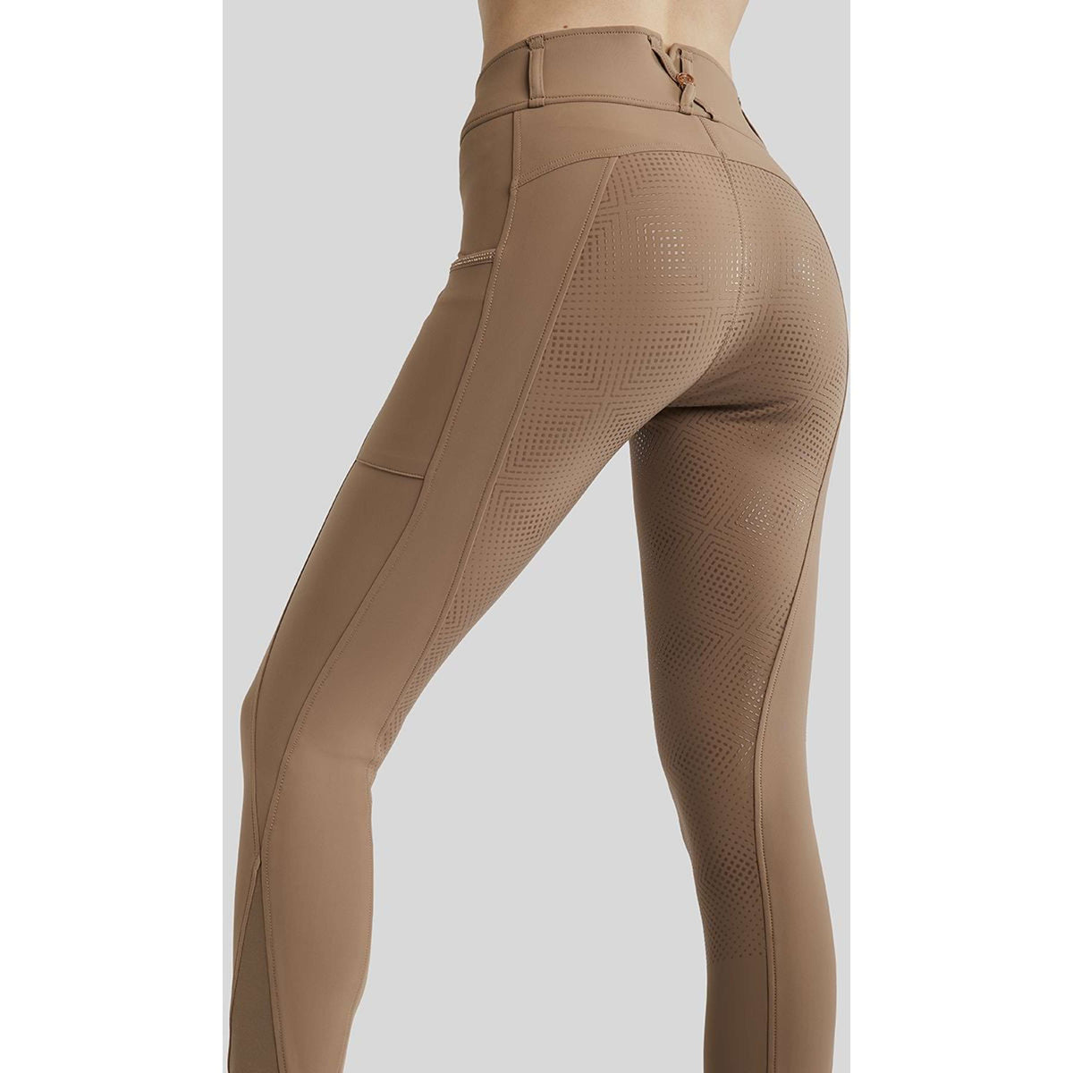 Montar Legging d'Équitation Mirella Rosegold Crystals Full Grip Latte