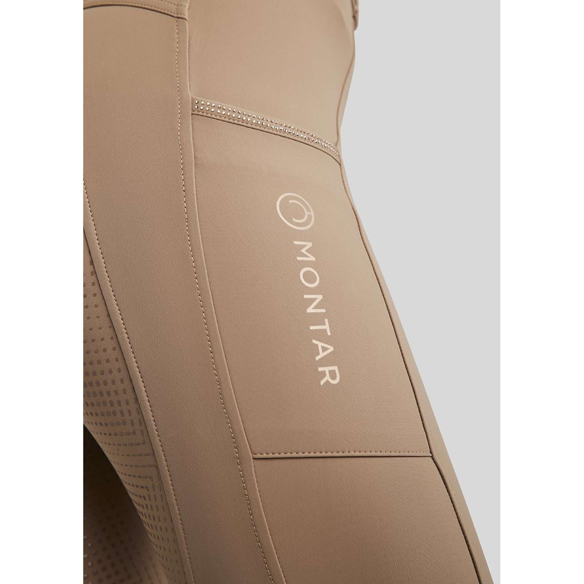 Montar Legging d'Équitation Mirella Rosegold Crystals Full Grip Latte