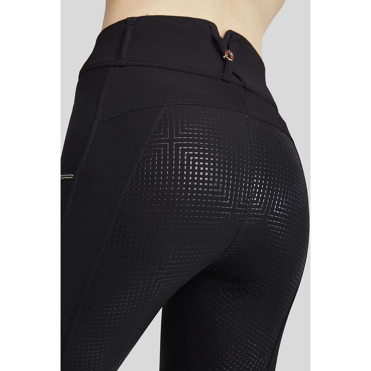 Montar Legging d'Équitation Mirella Rosegold Crystals Full Grip Noir