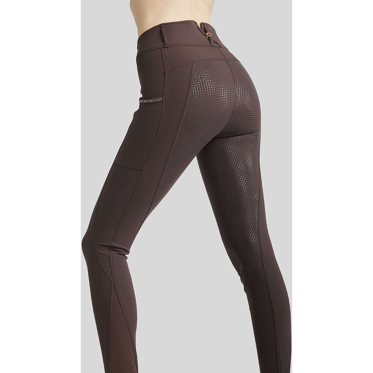 Montar Legging d'Équitation Mirella Rosegold Crystals Full Grip Marron