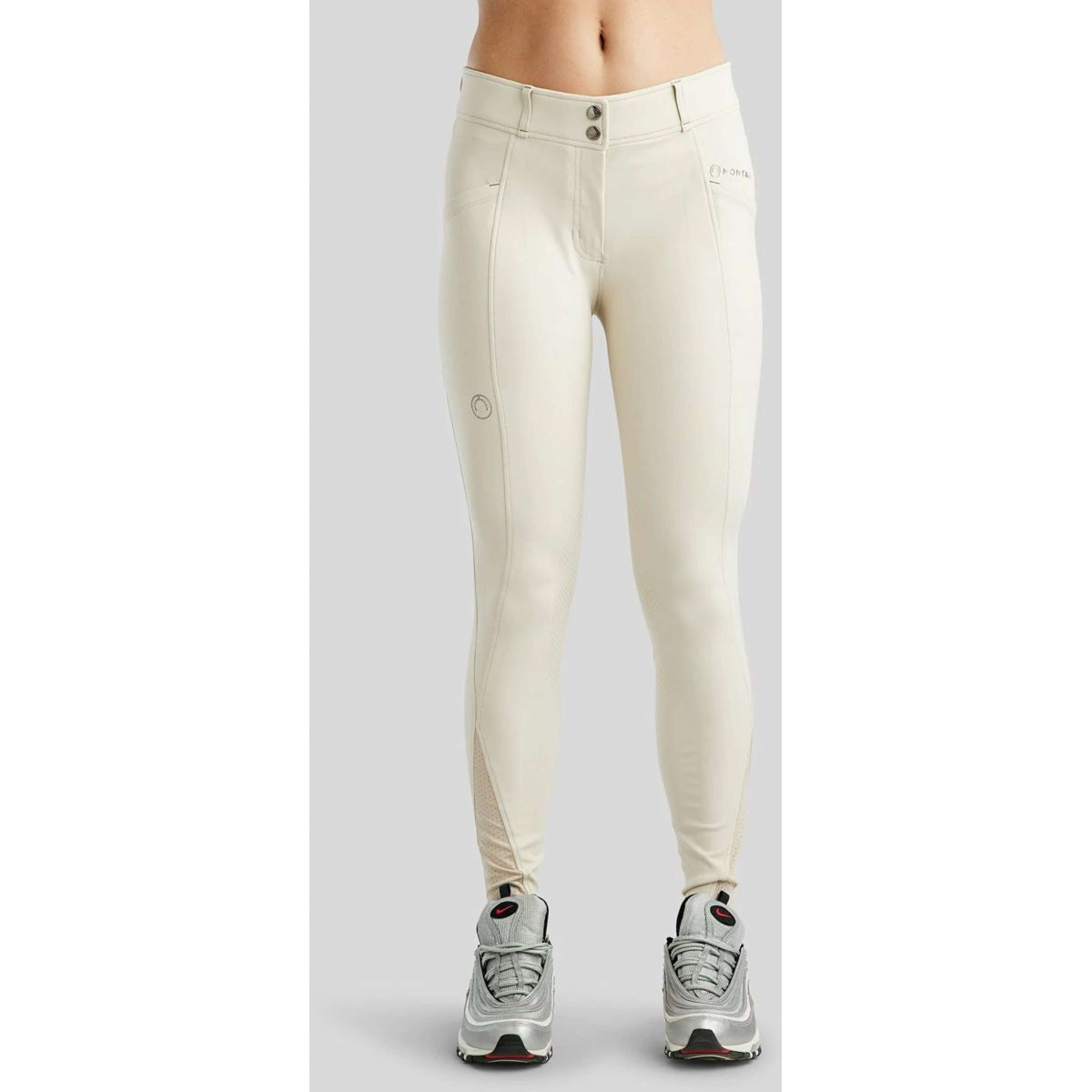 Montar Pantalon d'Équitation MoZida Prise de Genou Warm Light Grey