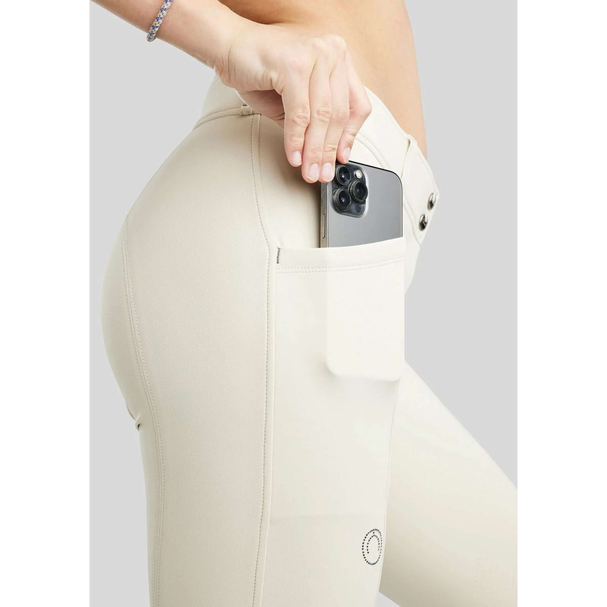 Montar Pantalon d'Équitation MoZida Prise de Genou Warm Light Grey