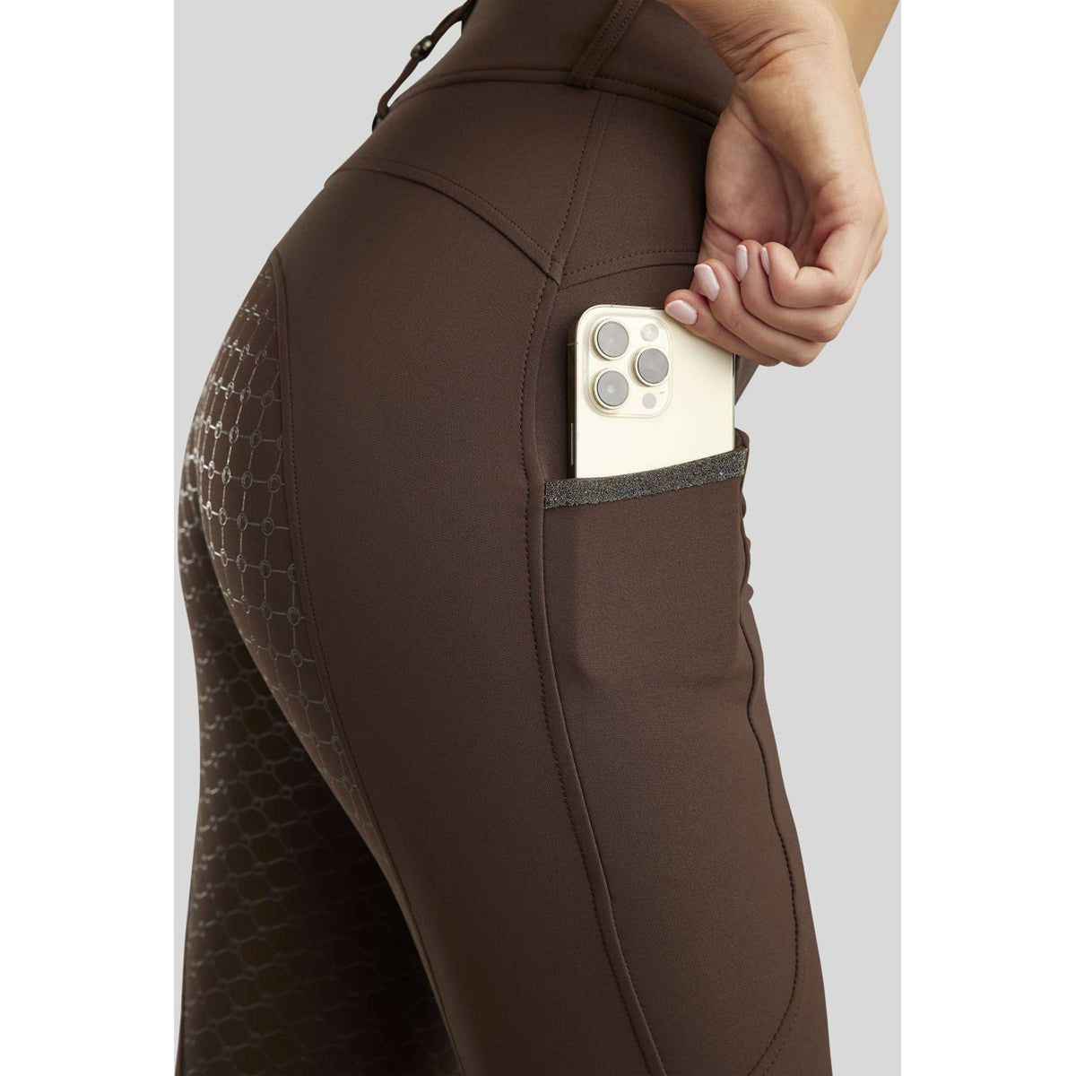 Montar Pantalon d'Équitation MoAvina Highwaist Caviar Crystal Full Grip Marron