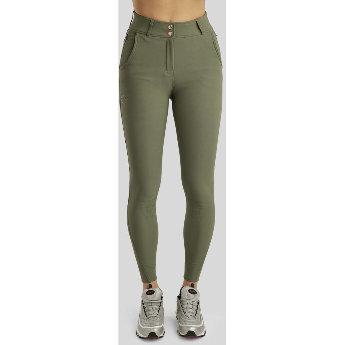 Montar Pantalon d'Équitation Briella Rosegold Crystals Highwaist Full Grip Pine Green