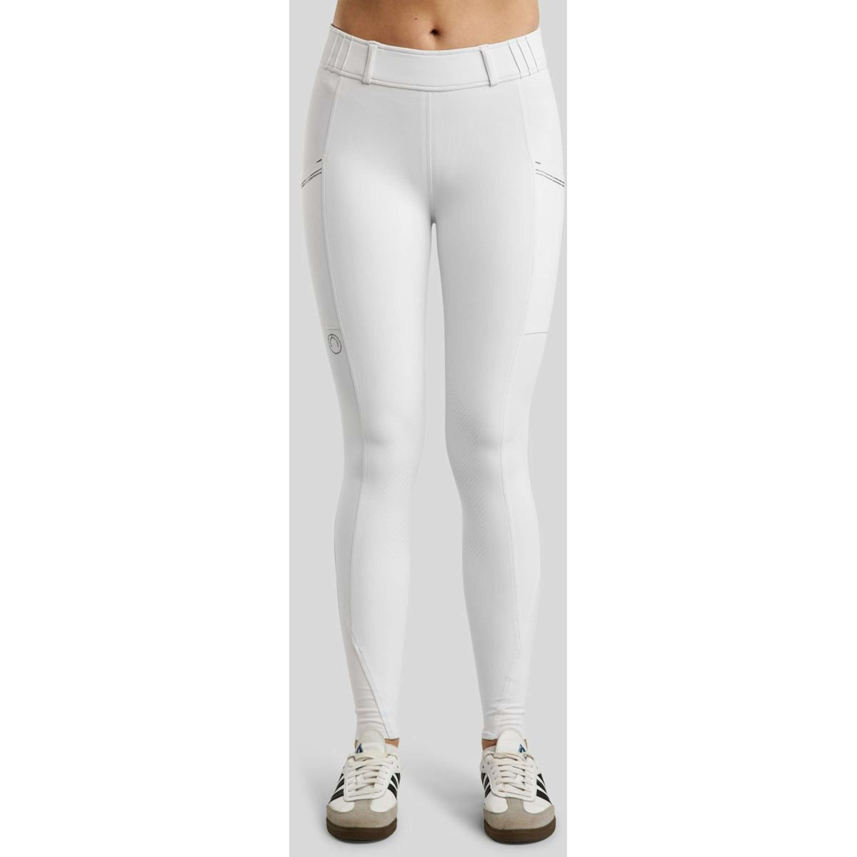 Montar Legging d'Équitation MoZuna Gun Metal Crystals Full Grip Blanc