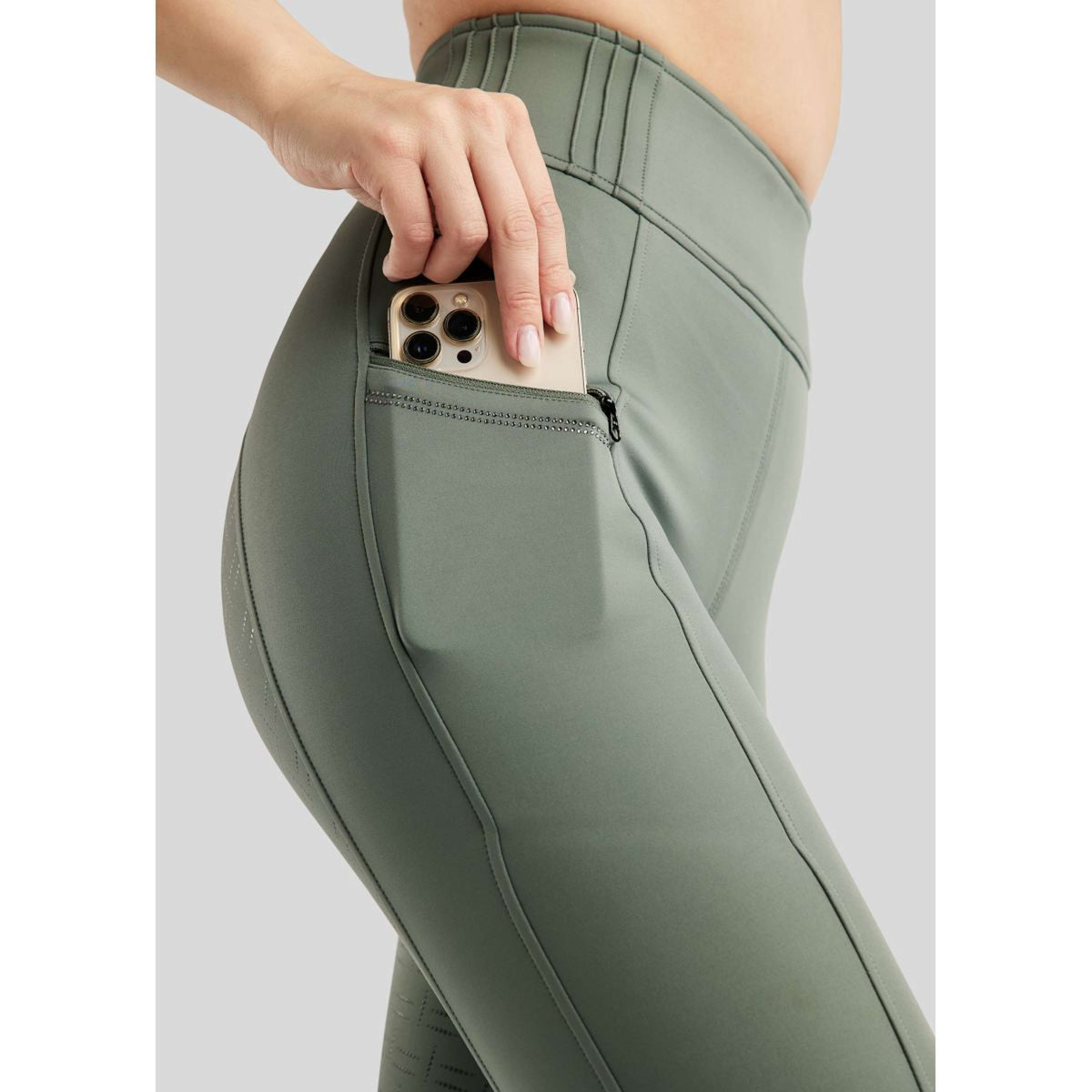 Montar Legging d'Équitation MoPearl Pintuck Full Grip Jade