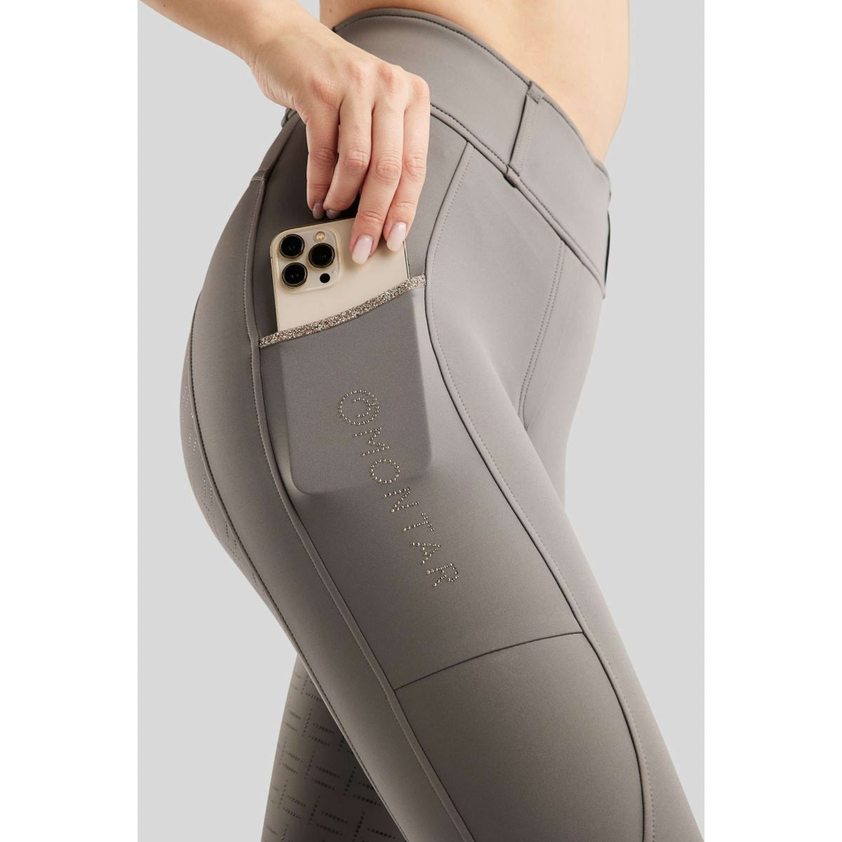 Montar Legging d'Équitation MoLila Champagne Crystals Full Grip Gris