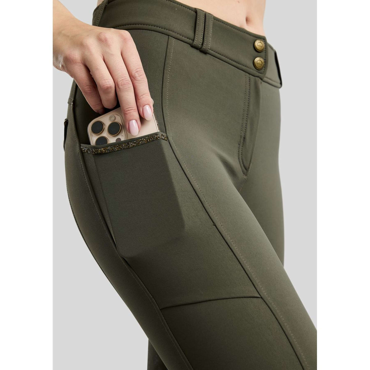 Montar Pantalon d'Équitation MoVeronica Golden Quartz Full Grip Forest Green