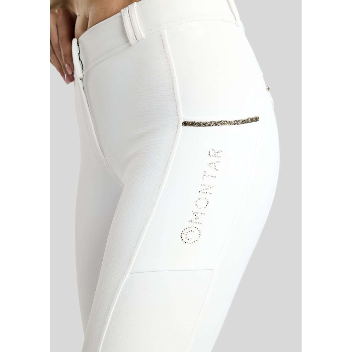 Montar Pantalon d'Équitation MoVeronica Golden Quartz Full Grip Blanc