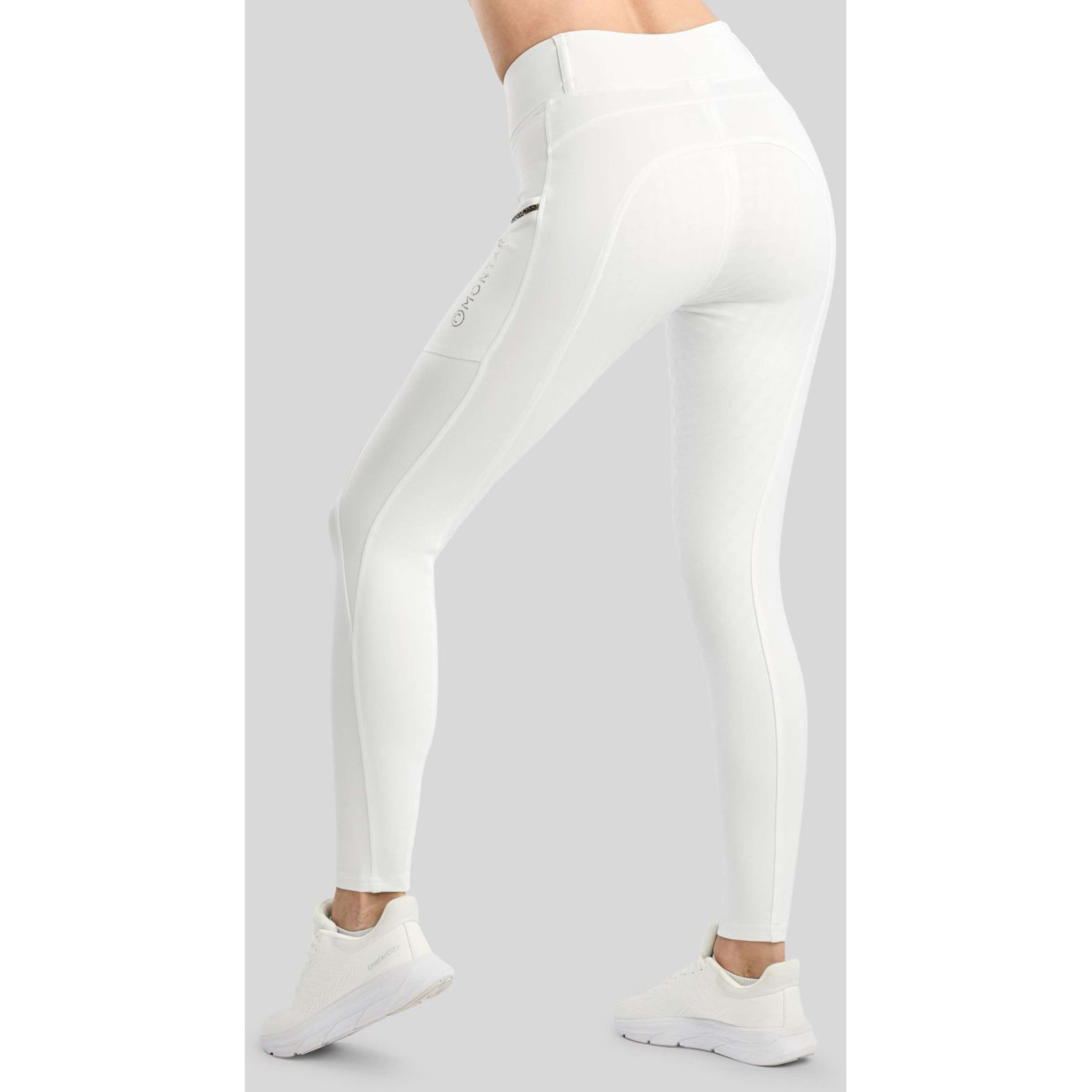 Montar Leggings d'équitation Thermo MoVeronica Golden Quartz Full Grip Blanc