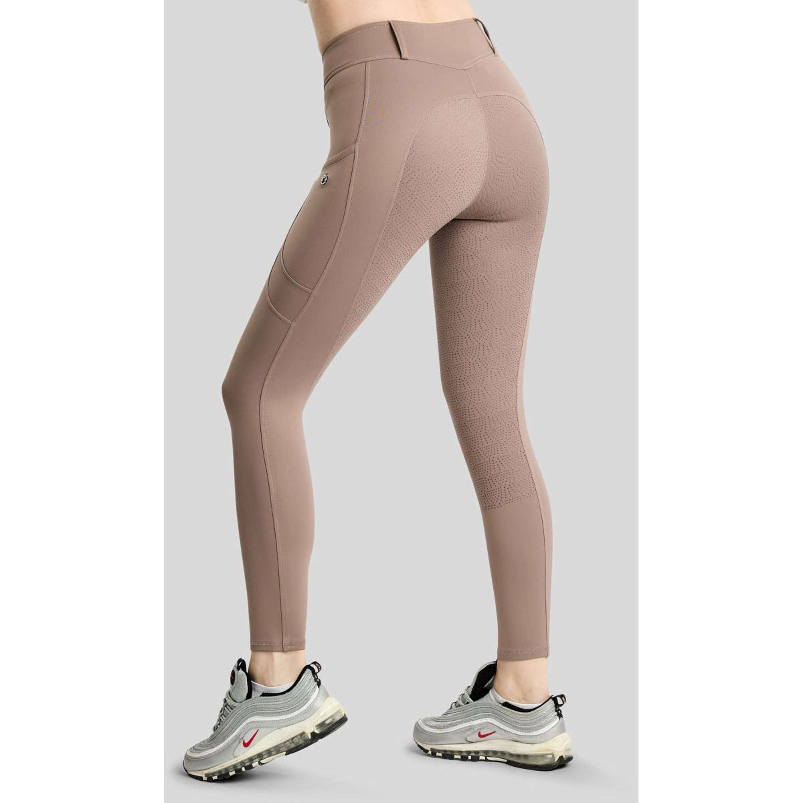 Montar Leggings d'équitation Thermo MoAddie Hybrid Gun Metal Logo Full Grip Nougat Brown