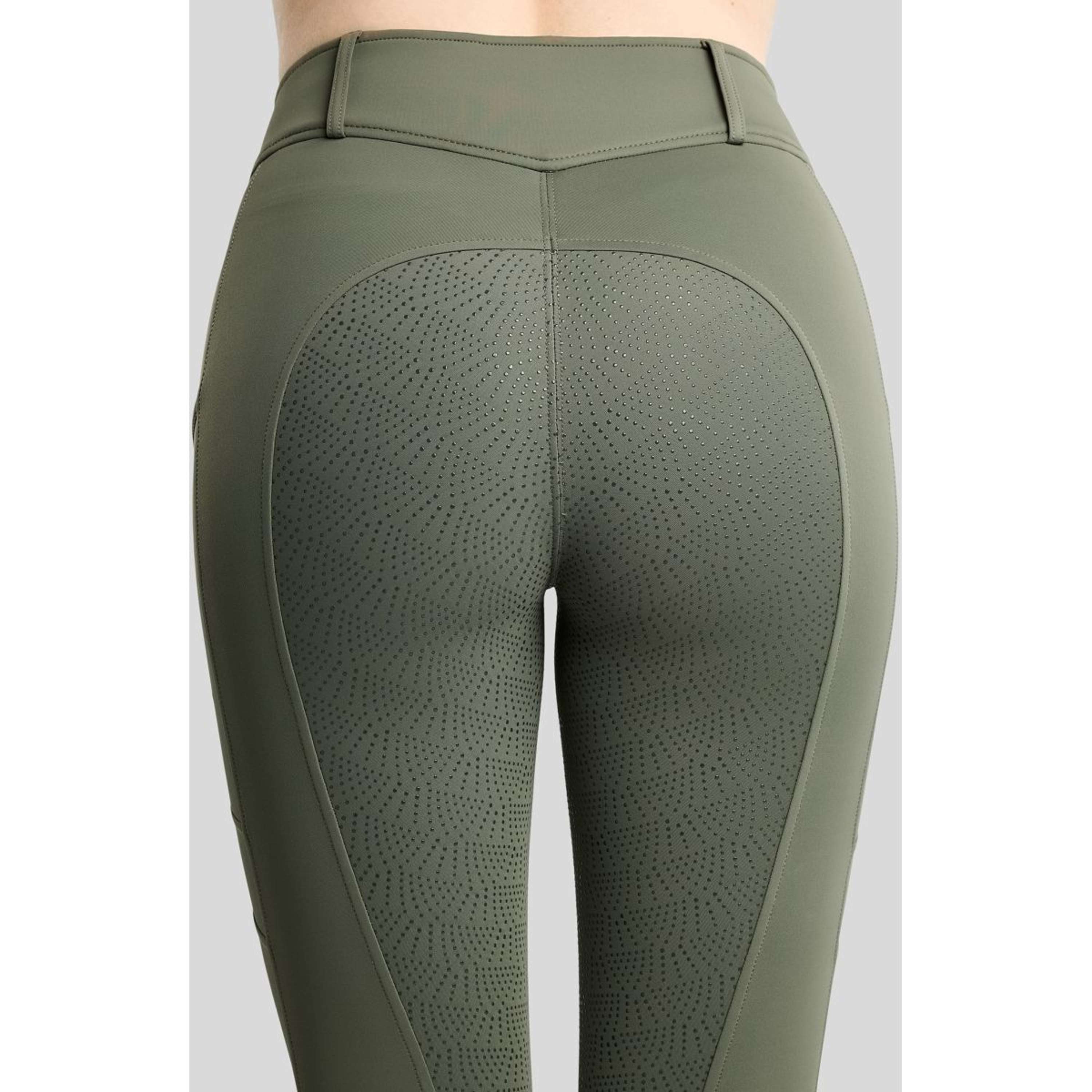 Montar Leggings d'équitation Thermo MoAddie Hybrid Gun Metal Logo Full Grip Forest Green