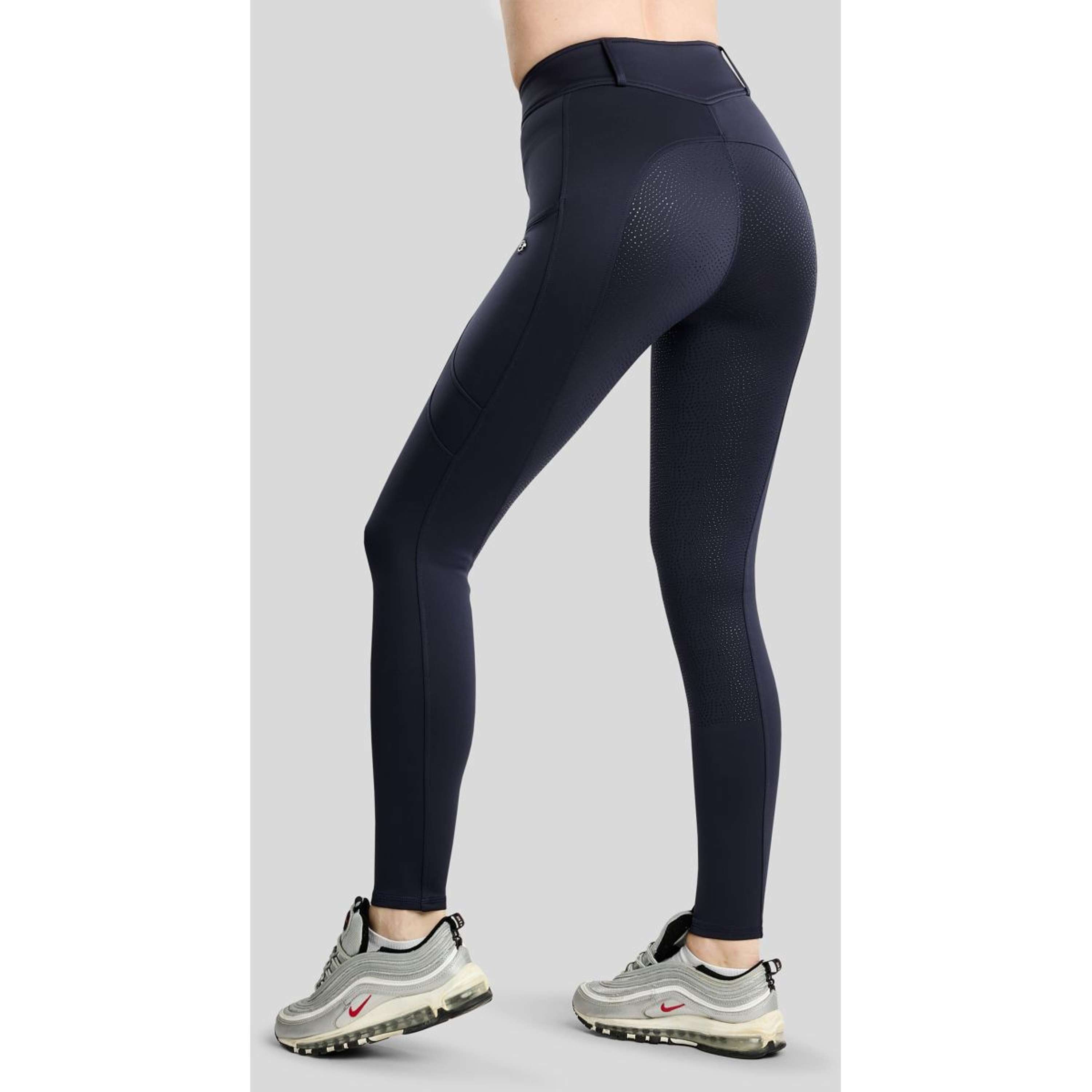 Montar Leggings d'équitation Thermo MoAddie Hybrid Gun Metal Logo Full Grip Marine