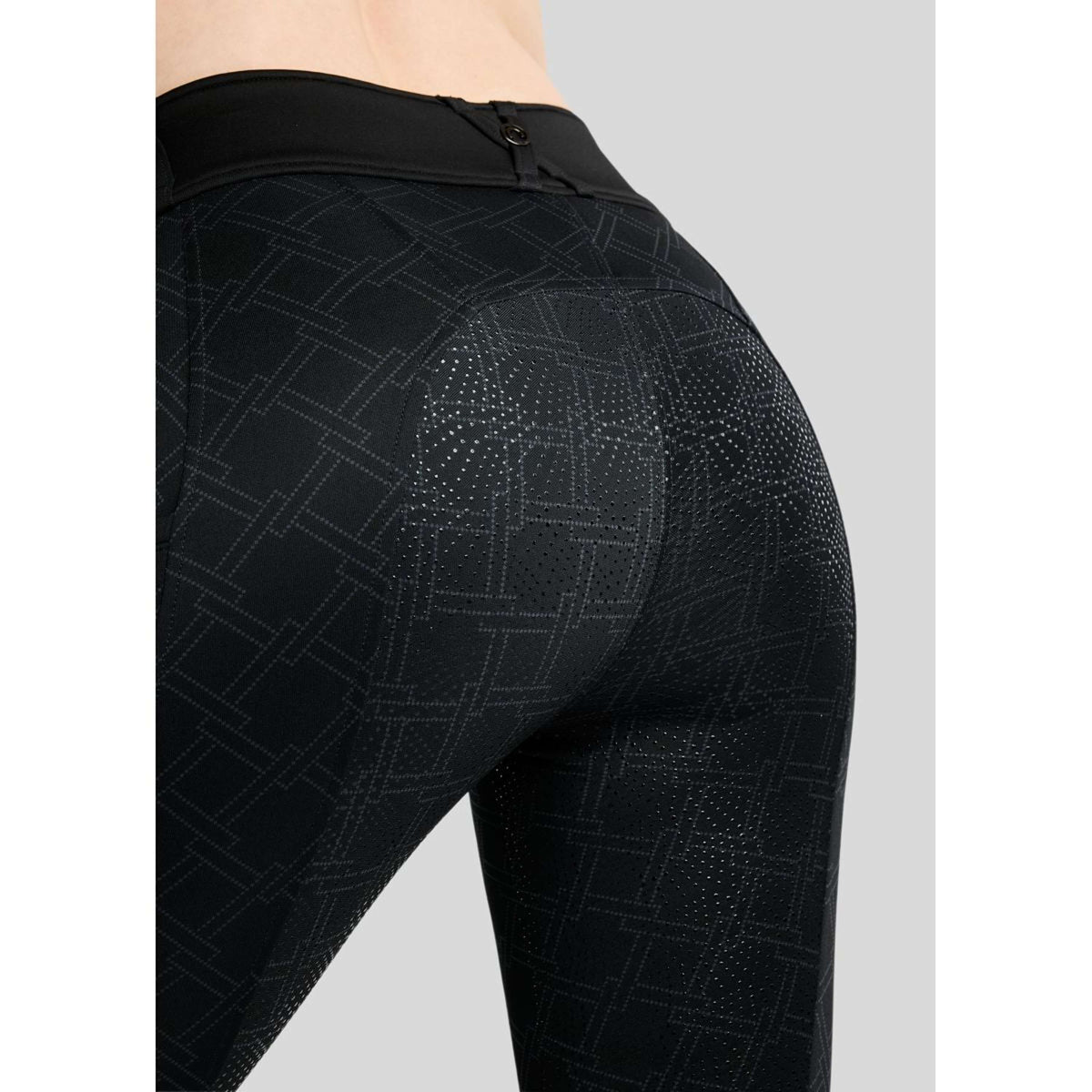 Montar Leggings d'équitation Thermo MoLeia Lumber Check All Over Printed Full Grip Noir