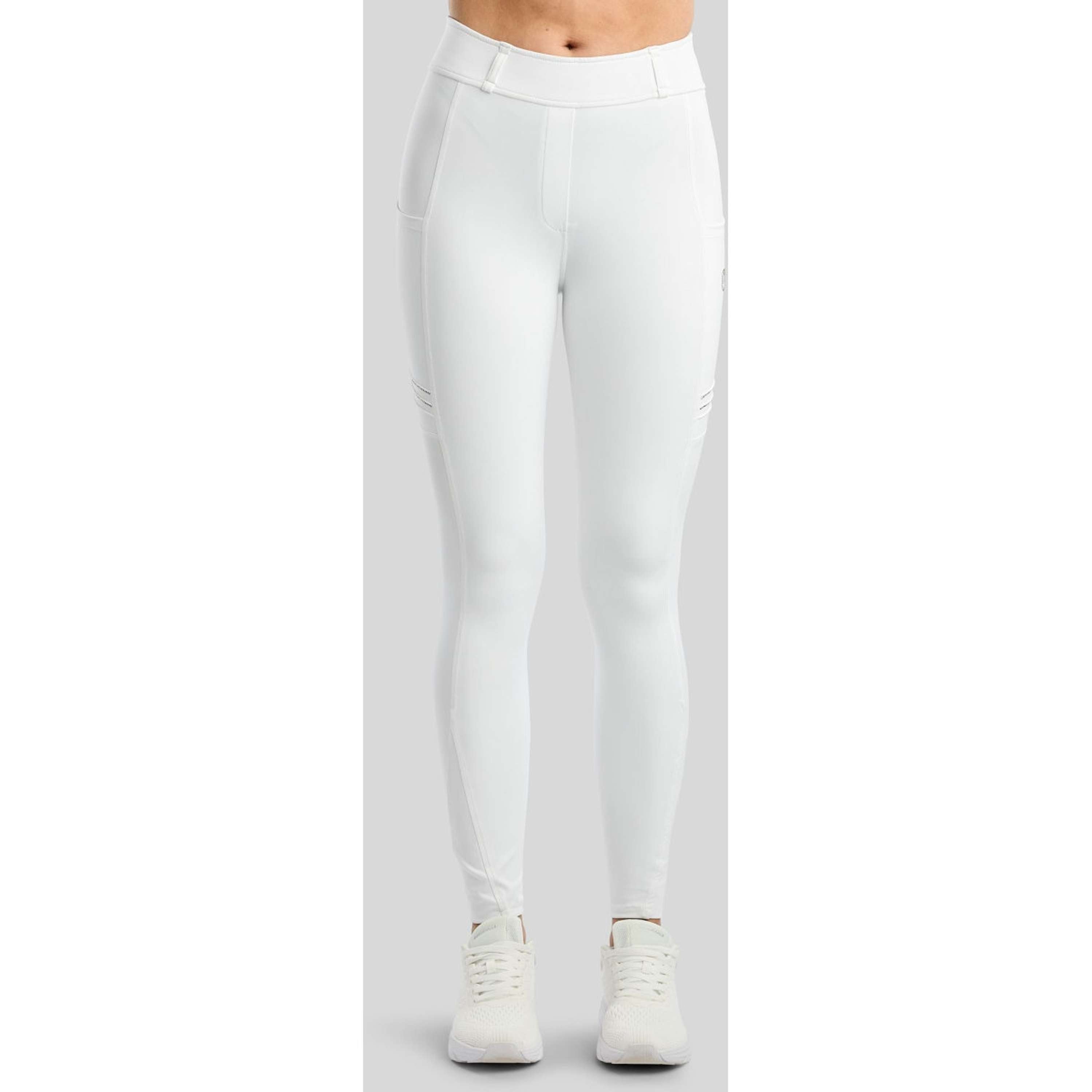 Montar Legging d'Équitation MoWilma Hybrid Pintucks Golden Quartz Crystals Full Grip Blanc