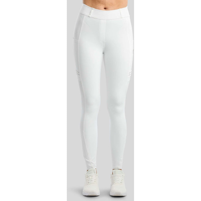 Montar Legging d'Équitation MoWilma Hybrid Pintucks Golden Quartz Crystals Full Grip Blanc