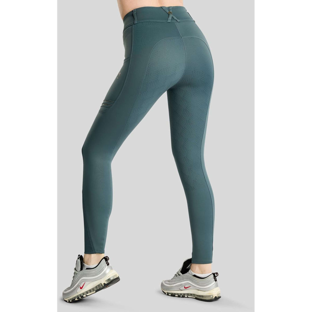 Montar Legging d'Équitation MoWilma Hybrid Pintucks Golden Quartz Crystals Full Grip Dark Slate