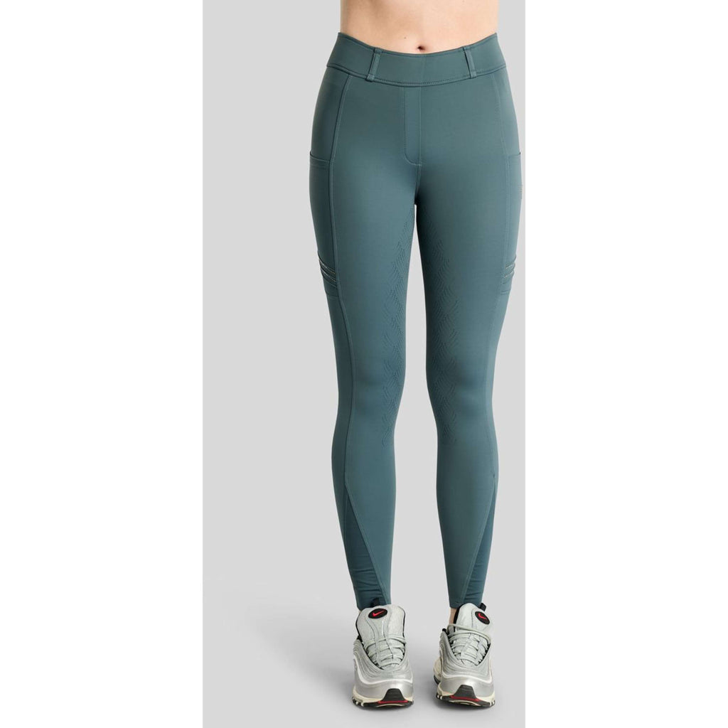 Montar Legging d'Équitation MoWilma Hybrid Pintucks Golden Quartz Crystals Full Grip Dark Slate