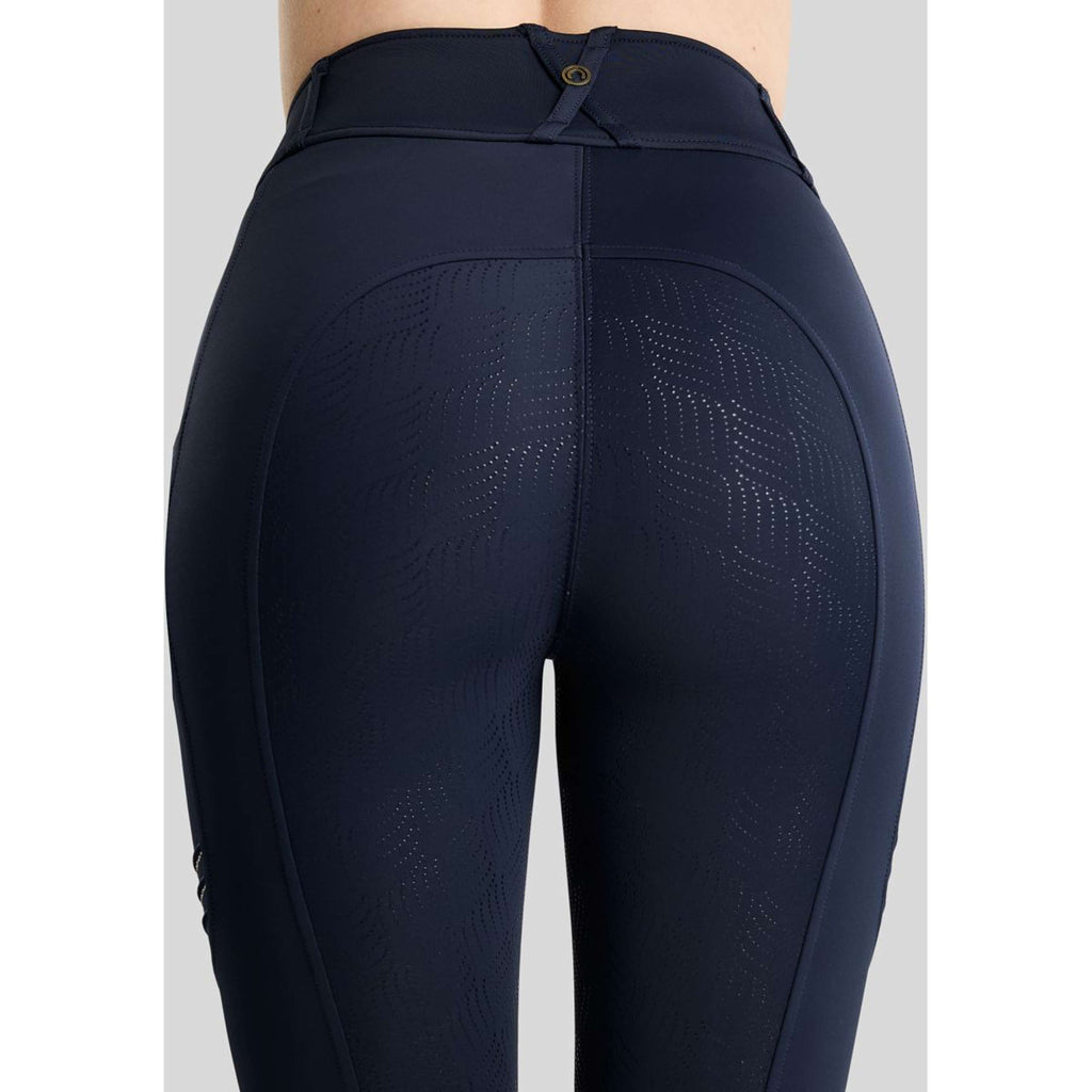 Montar Legging d'Équitation MoWilma Hybrid Pintucks Golden Quartz Crystals Full Grip Marine