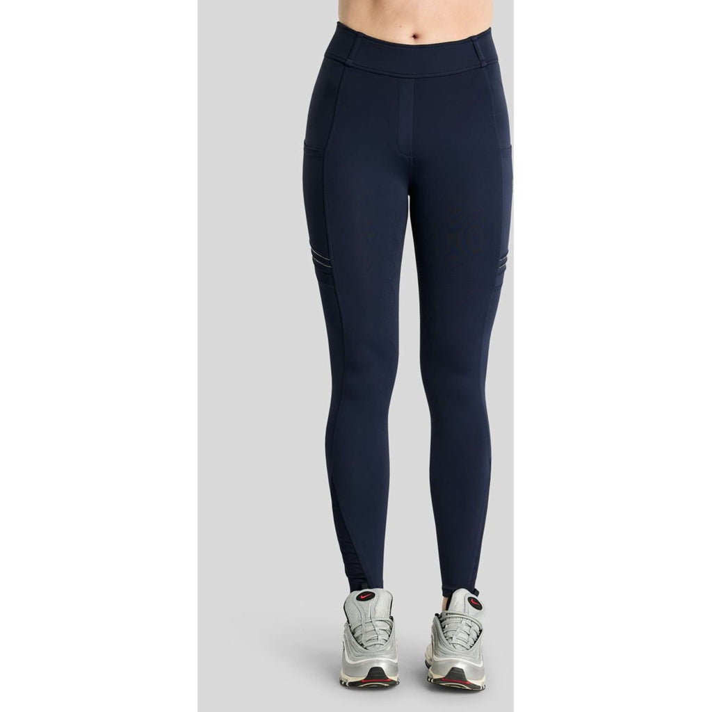 Montar Legging d'Équitation MoWilma Hybrid Pintucks Golden Quartz Crystals Full Grip Marine
