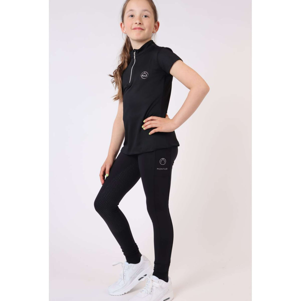 Montar Legging d'Équitation Selena Pull On Junior Full Grip Noir