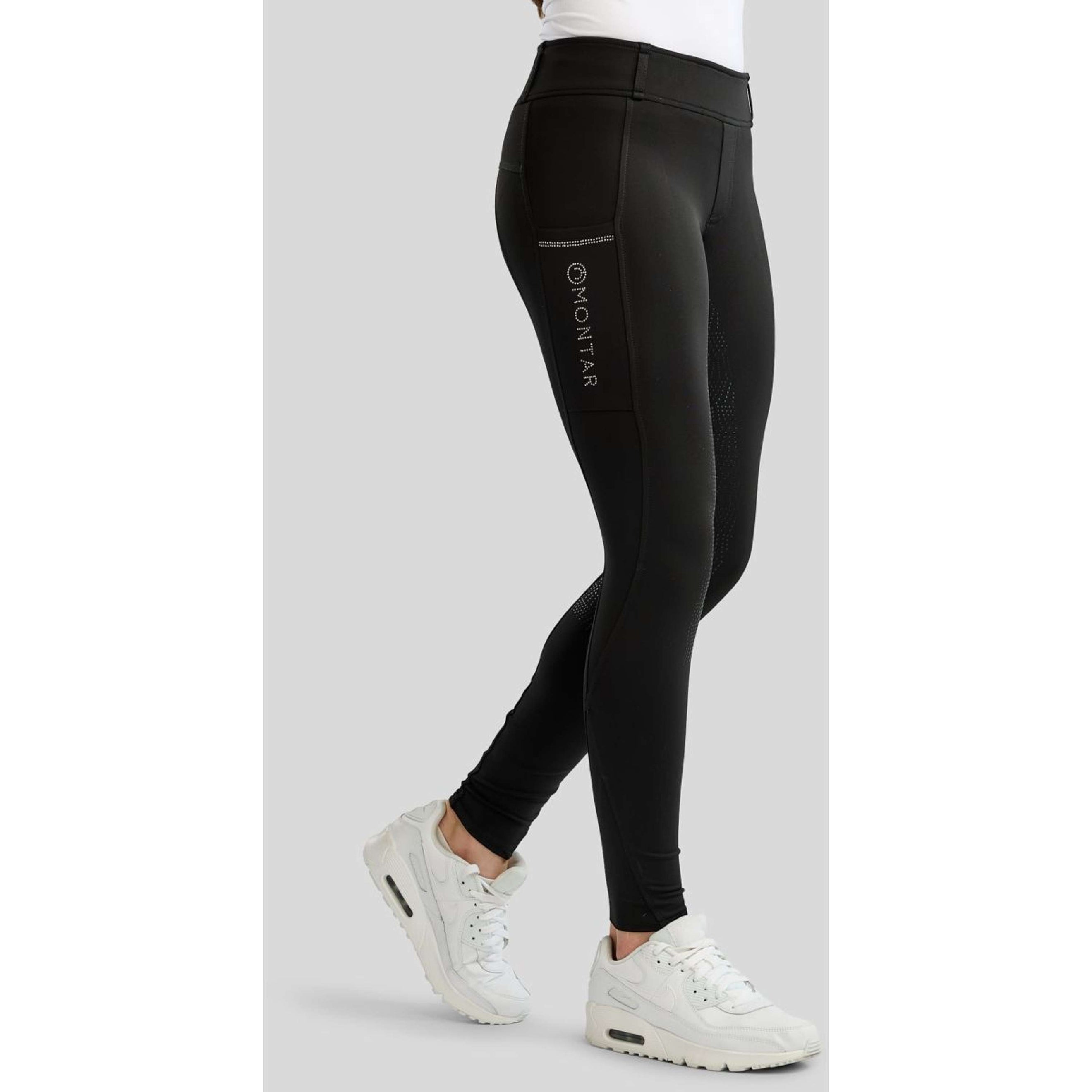 Montar Legging d'Équitation MoEverline Hybrid Golden Quartz Crystals Kids Full Grip Noir