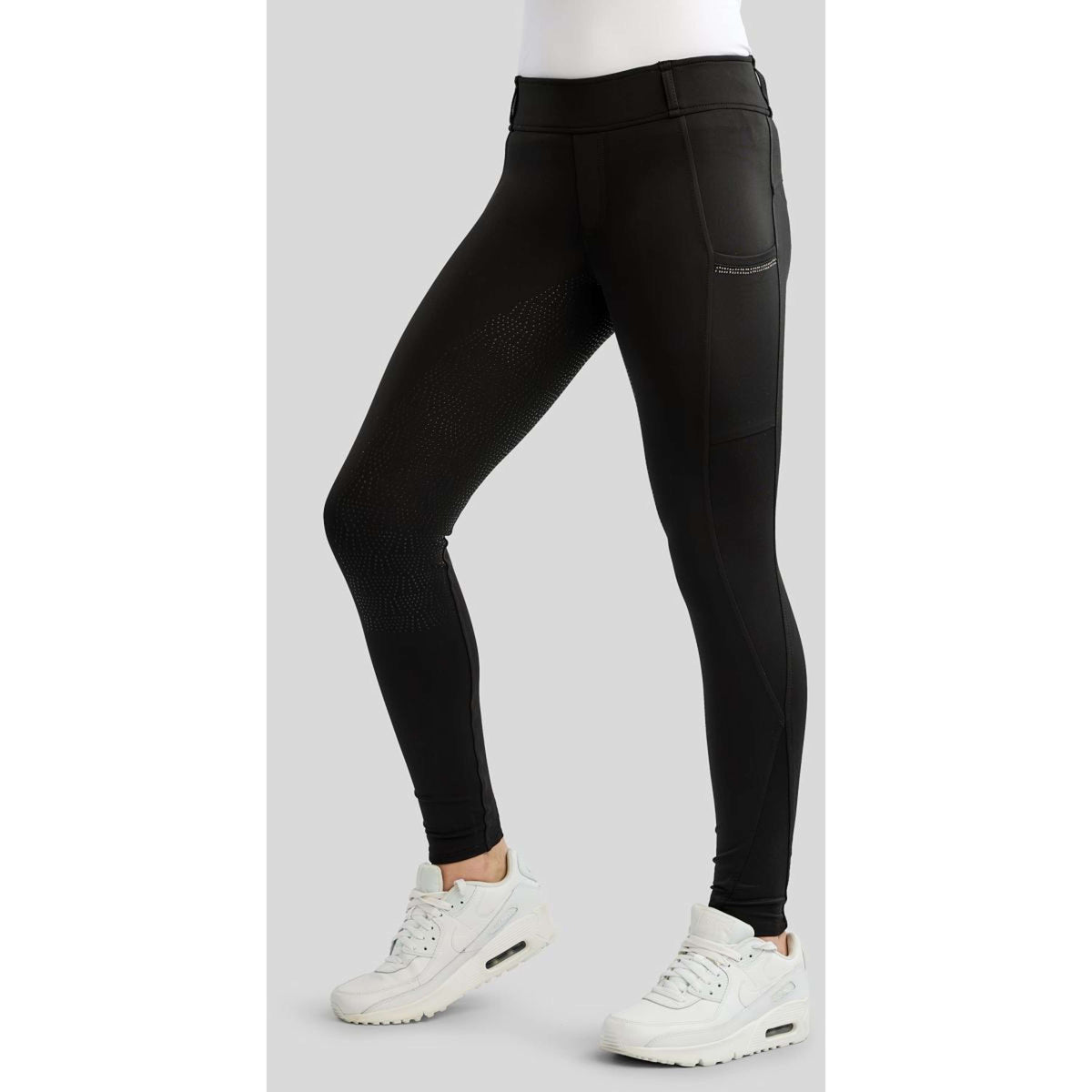 Montar Legging d'Équitation MoEverline Hybrid Golden Quartz Crystals Kids Full Grip Noir