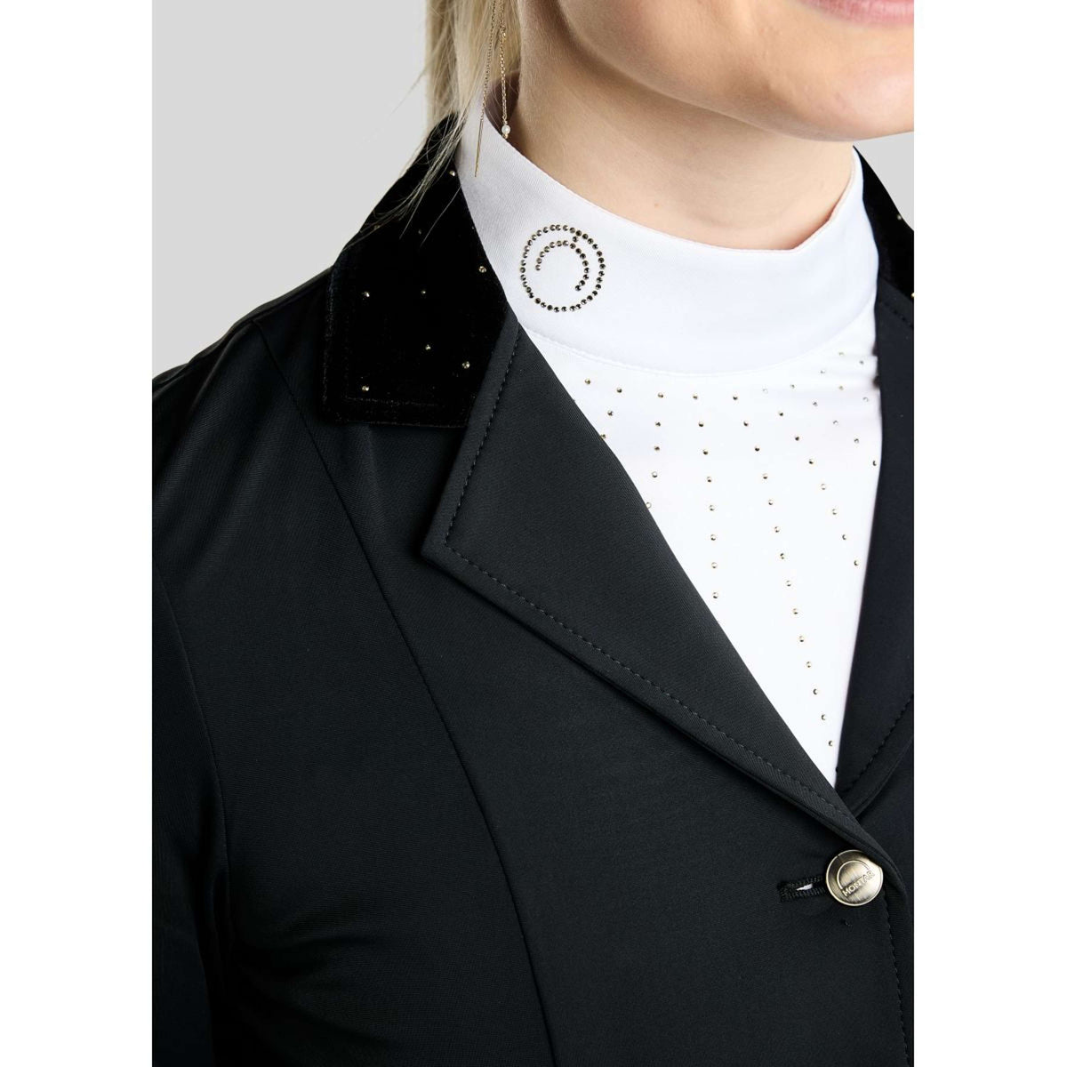 Montar Veste de Concours MoValerie Short Velvet Details Golden Quartz Crystals Noir