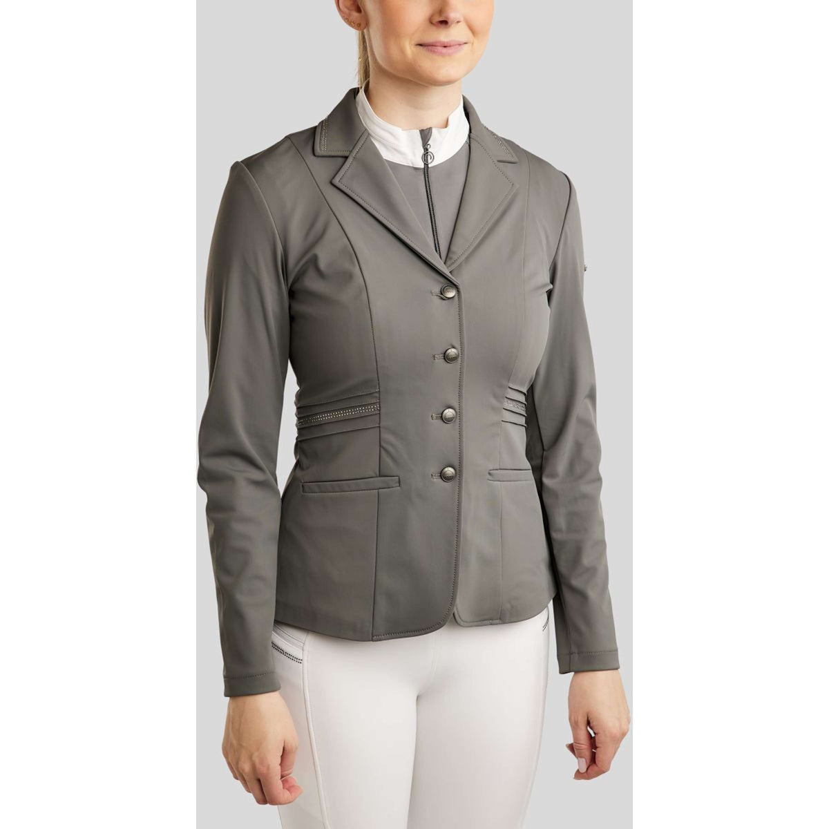 Montar Veste de Concours MoPearl Pintucks Gun Metal Crystals Gris