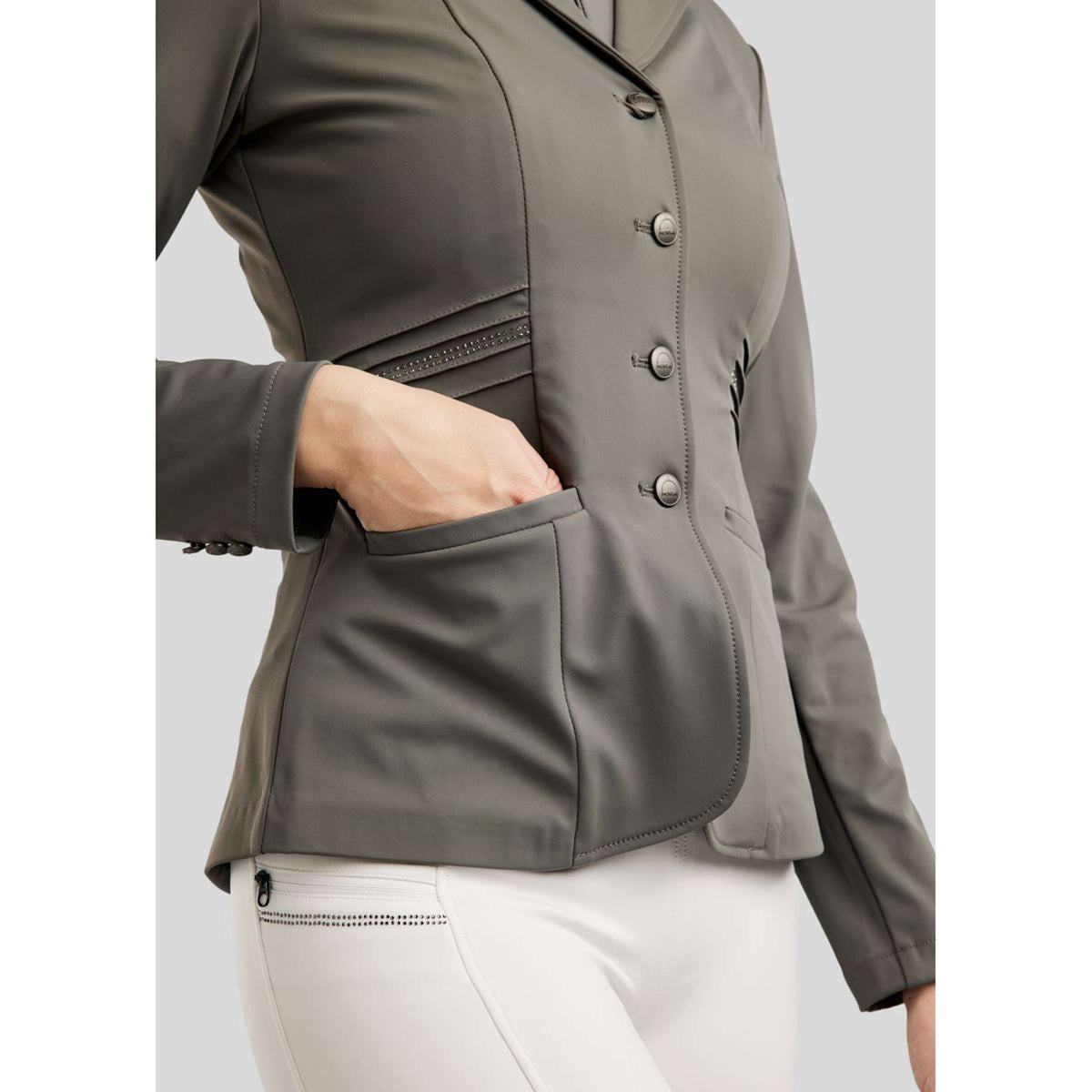 Montar Veste de Concours MoPearl Pintucks Gun Metal Crystals Gris