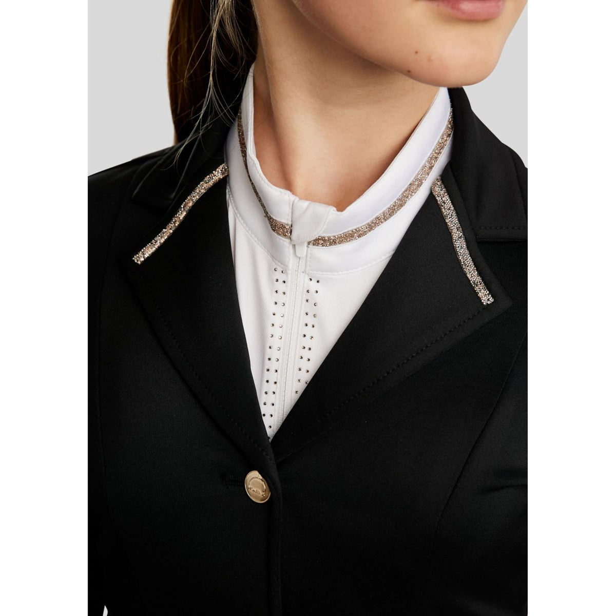 Montar Veste de Concours MoPearl Pintucks Gun Metal Crystals Junior Noir