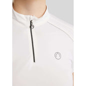 Montar T-shirt de Concours MoPearl Pintucks Gun Metal Crystals Blanc