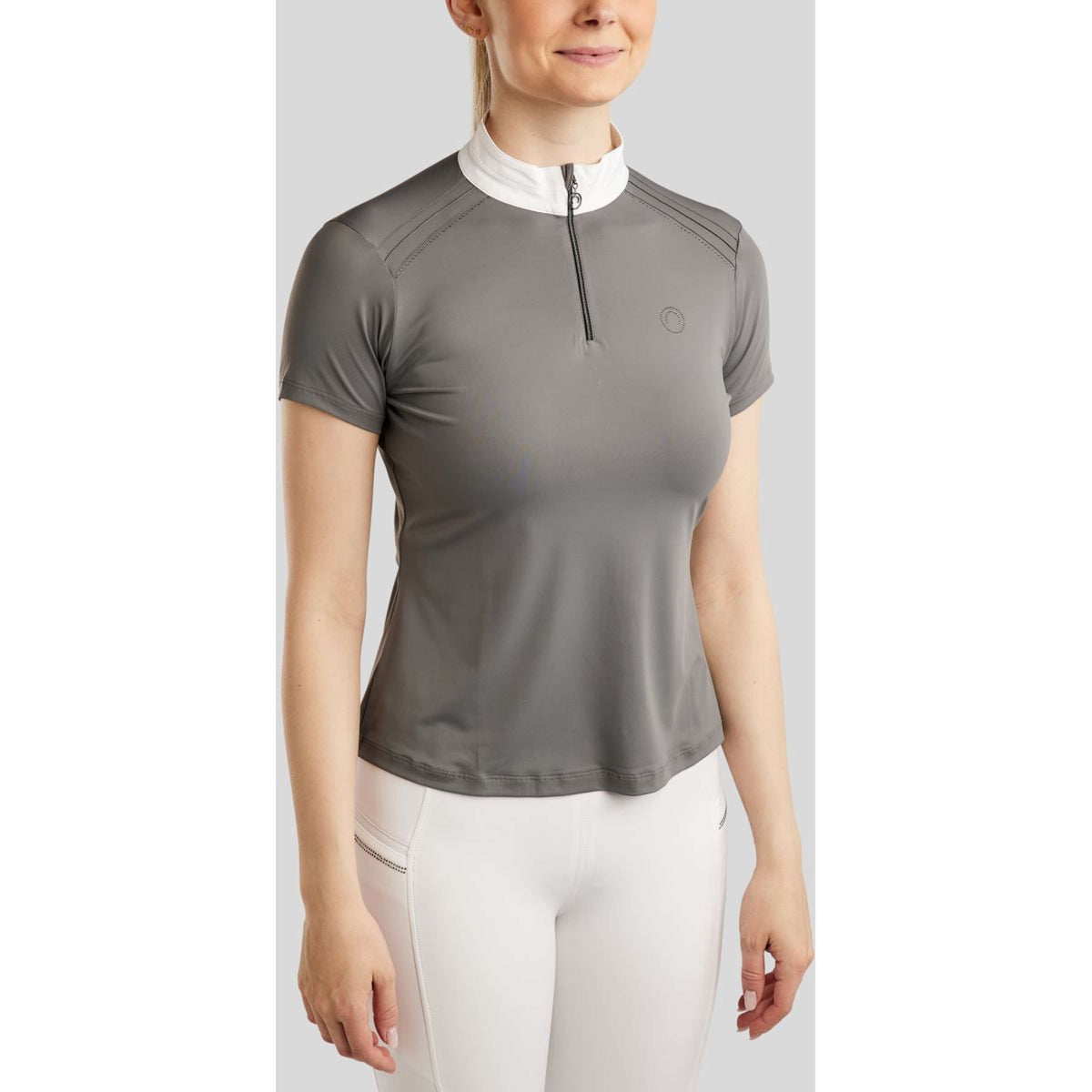 Montar T-shirt de Concours MoPearl Pintucks Gun Metal Crystals Gris