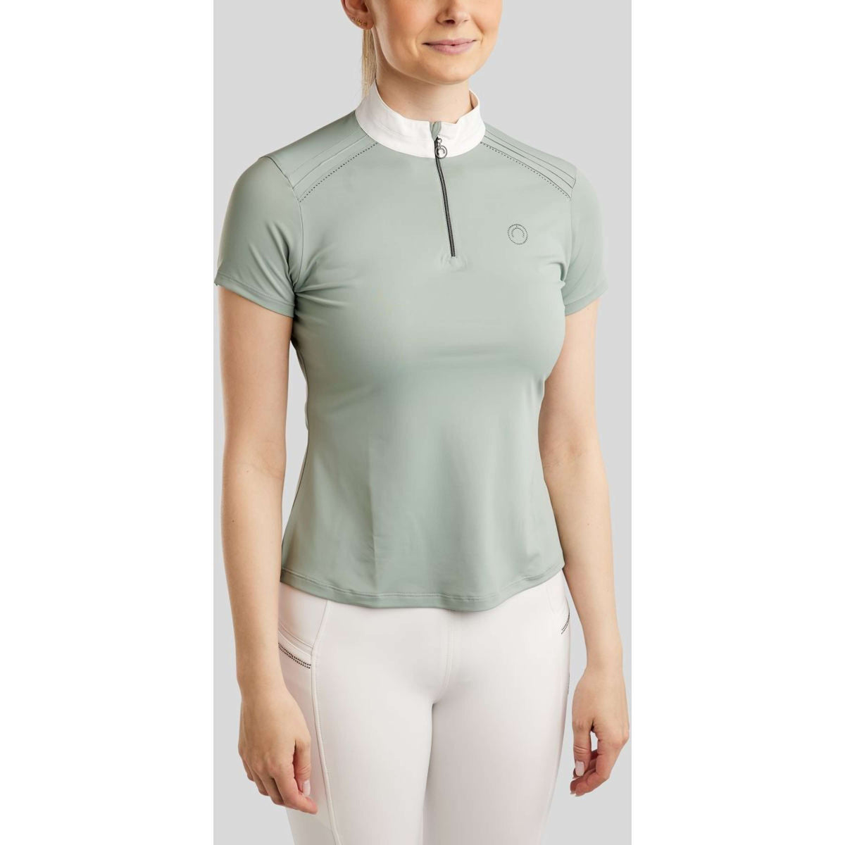 Montar T-shirt de Concours MoPearl Pintucks Gun Metal Crystals Turin