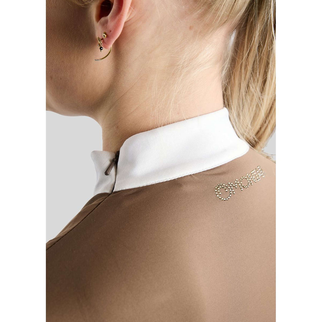 Montar T-shirt de Concours MoEve Golden Quartz Crystals Longues Manches Nougat Brown