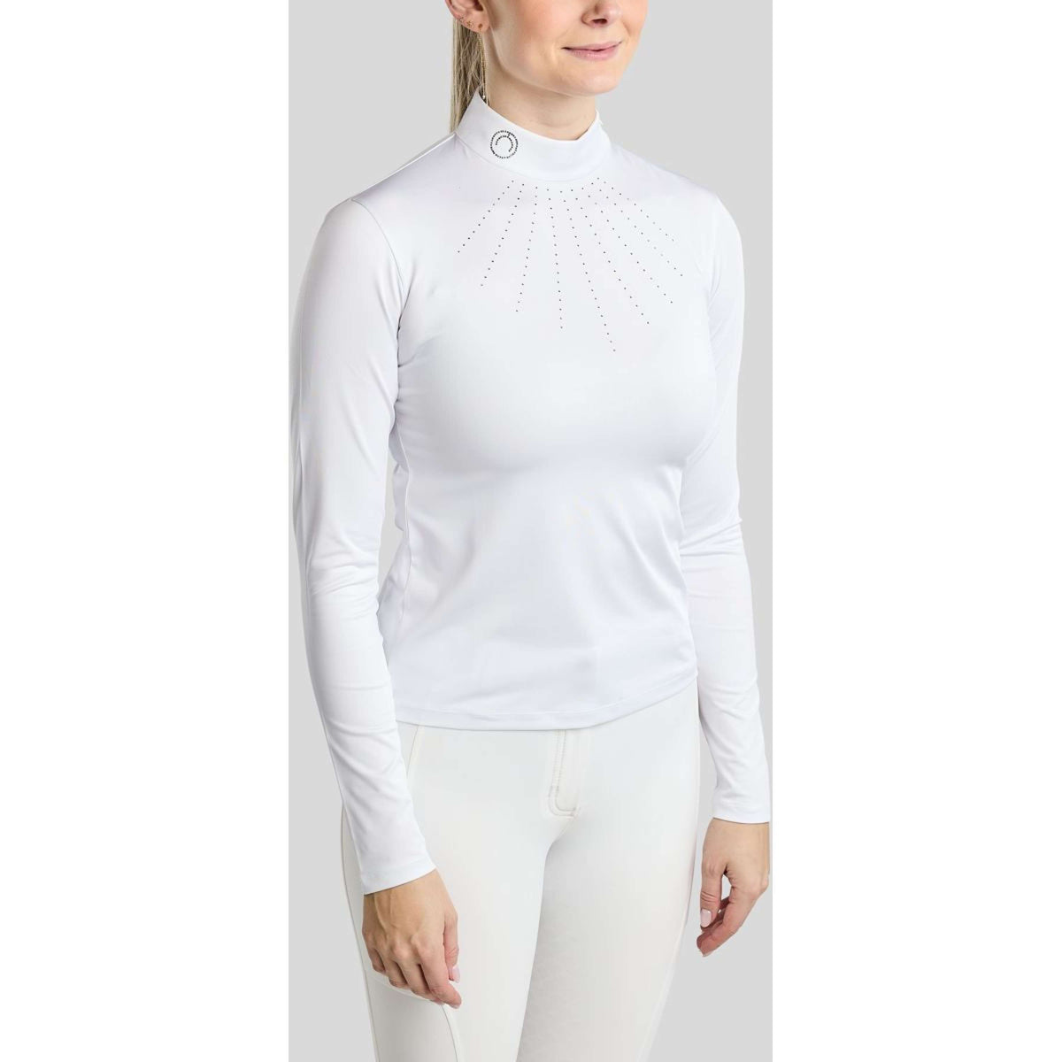 Montar T-shirt de Concours MoEve Golden Quartz Crystals Longues Manches Blanc