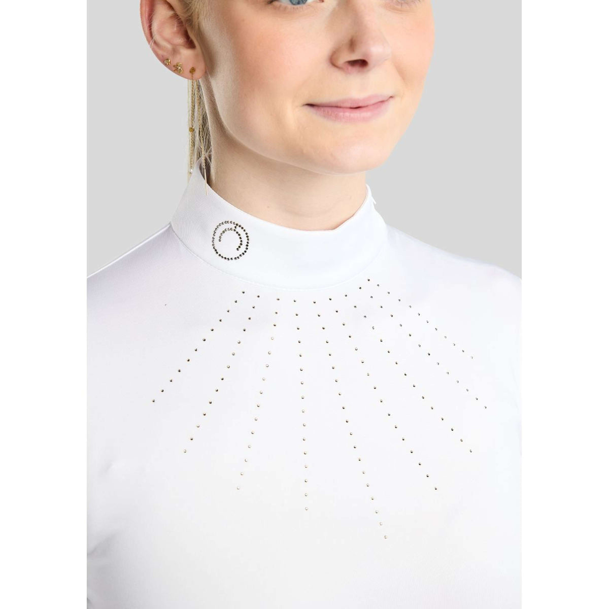 Montar T-shirt de Concours MoEve Golden Quartz Crystals Longues Manches Blanc