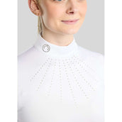 Montar T-shirt de Concours MoEve Golden Quartz Crystals Longues Manches Blanc