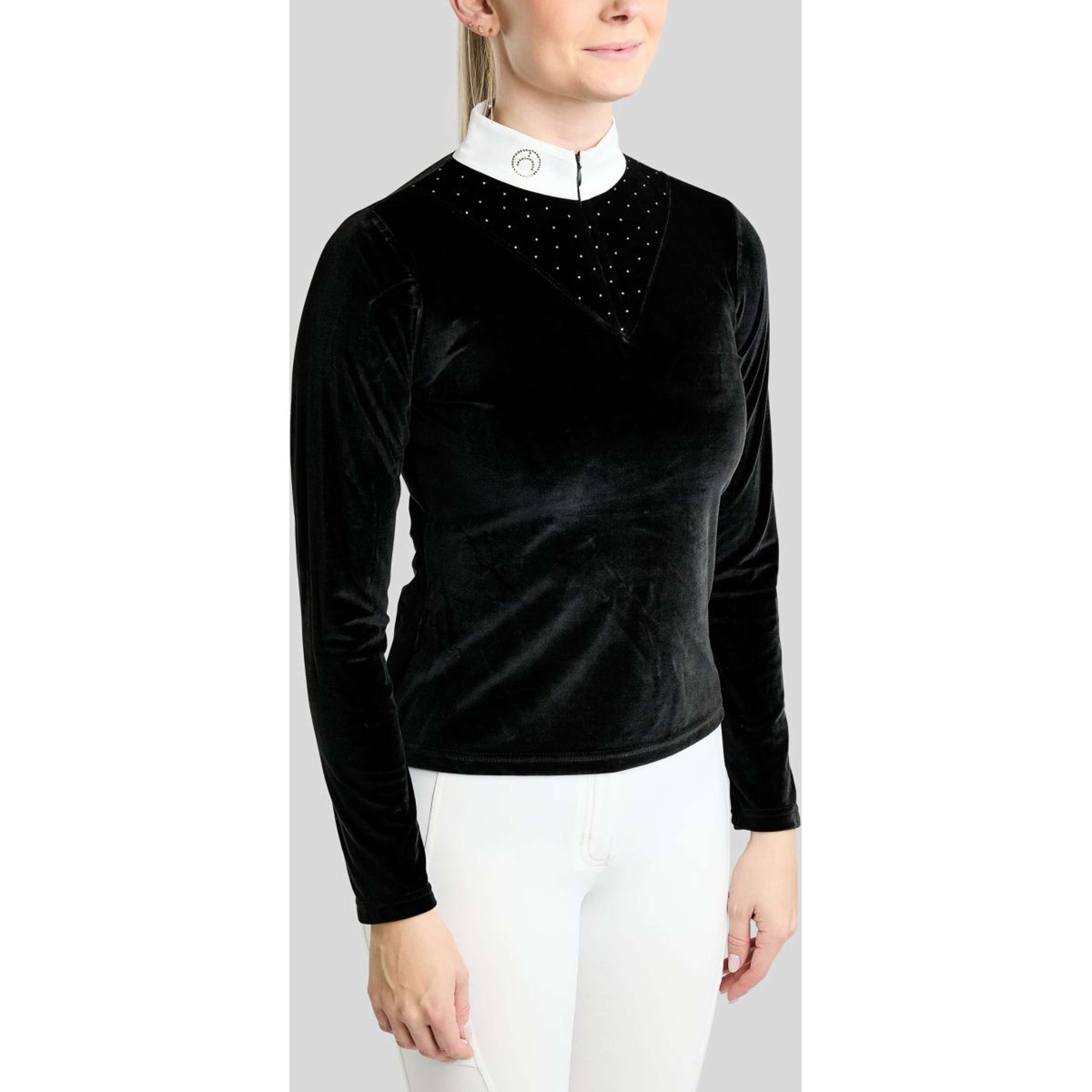 Montar T-shirt de Concours MoValerie Velvet Golden Quartz Crystals Longues Manches Noir