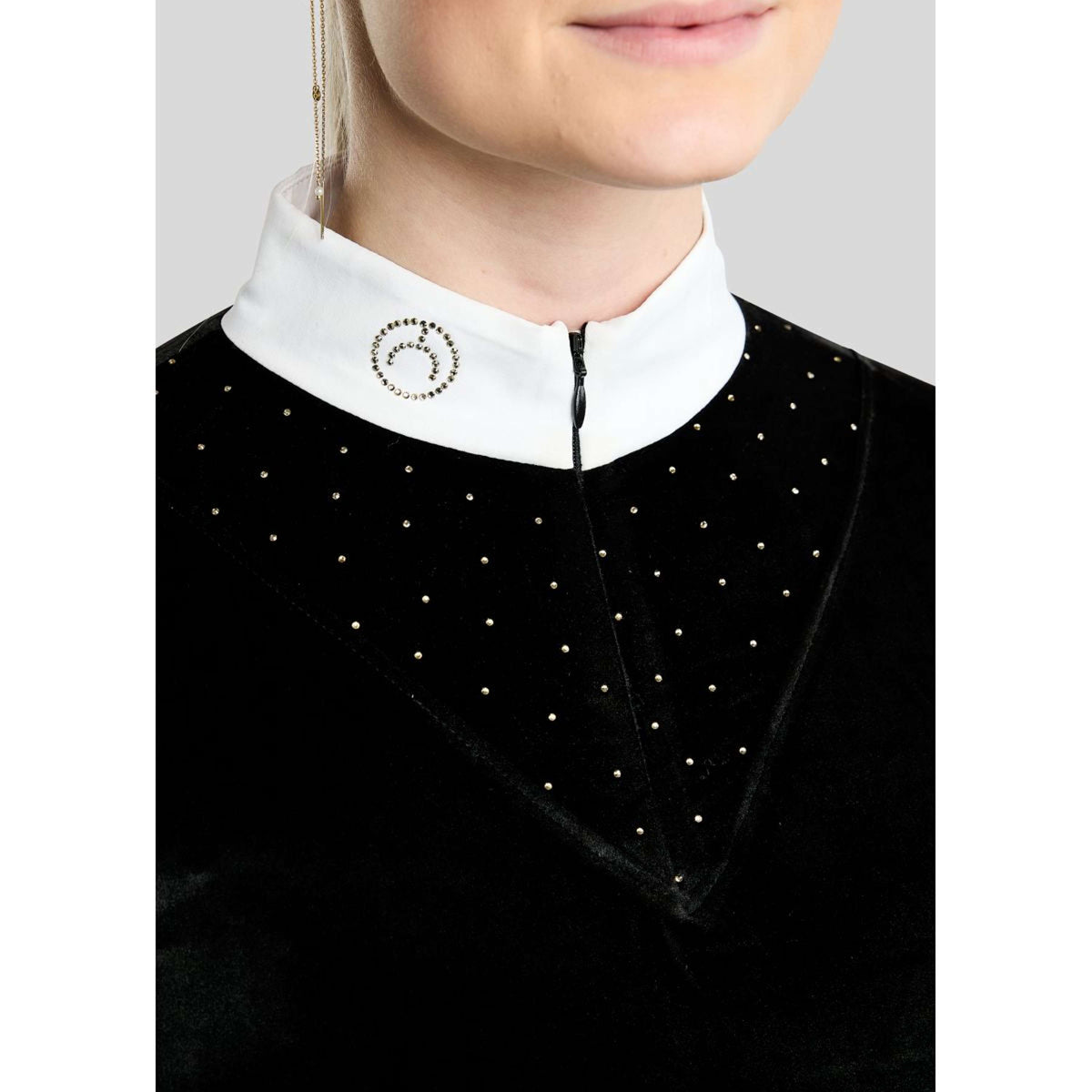 Montar T-shirt de Concours MoValerie Velvet Golden Quartz Crystals Longues Manches Noir