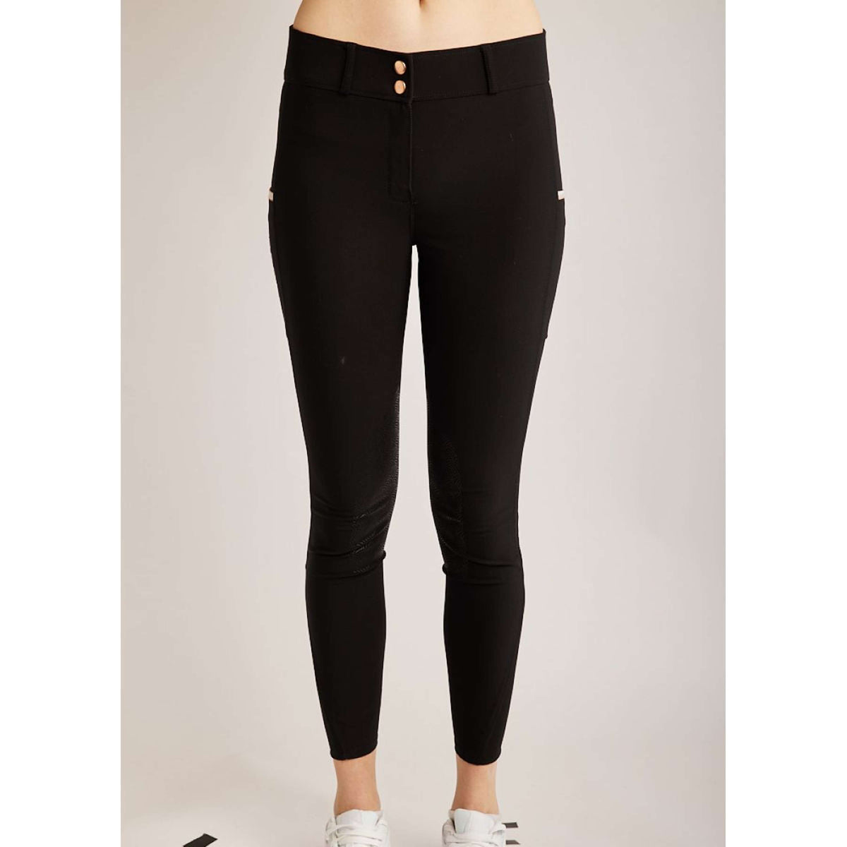 Rebel Pantalon d'Équitation Tone in Tone Prise de Genou Noir