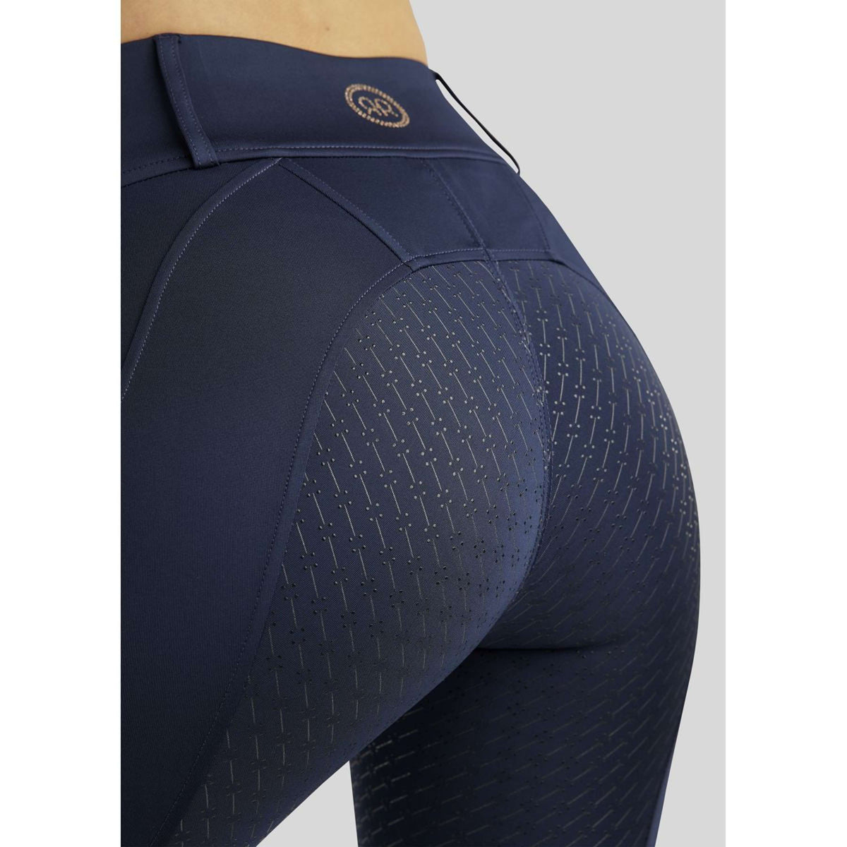 Rebel Legging d'Équitation Beltloops Rosegold Crystals Full Grip Marin