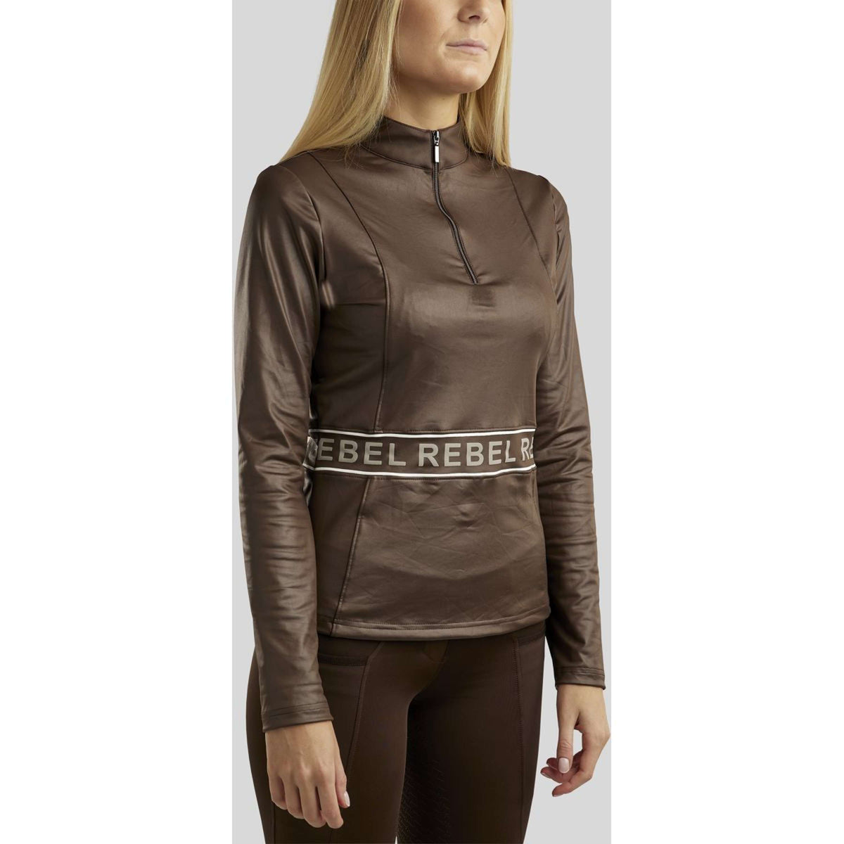 Rebel Chemise Logo Printed Shiny Coated Fabric Marron