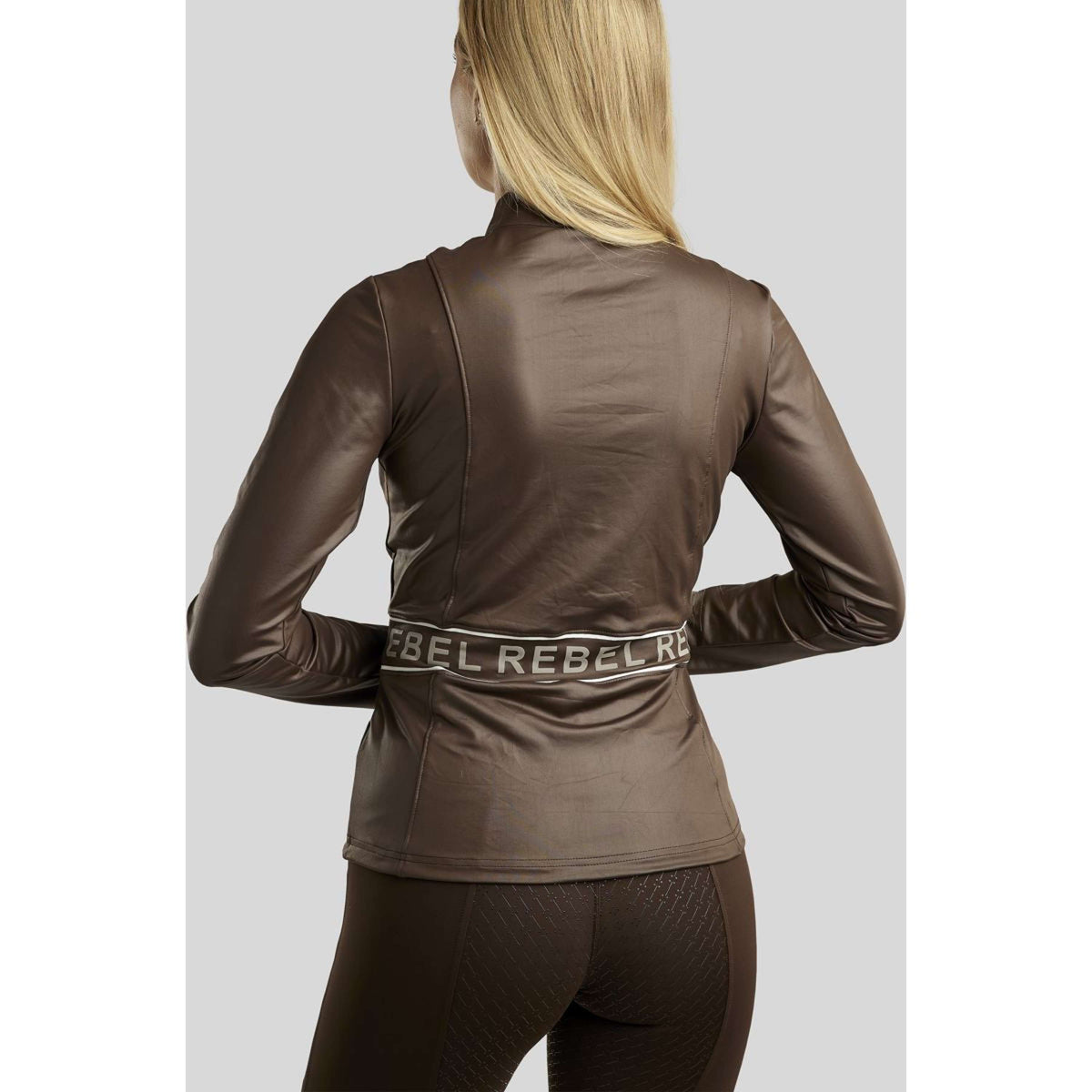 Rebel Chemise Logo Printed Shiny Coated Fabric Marron