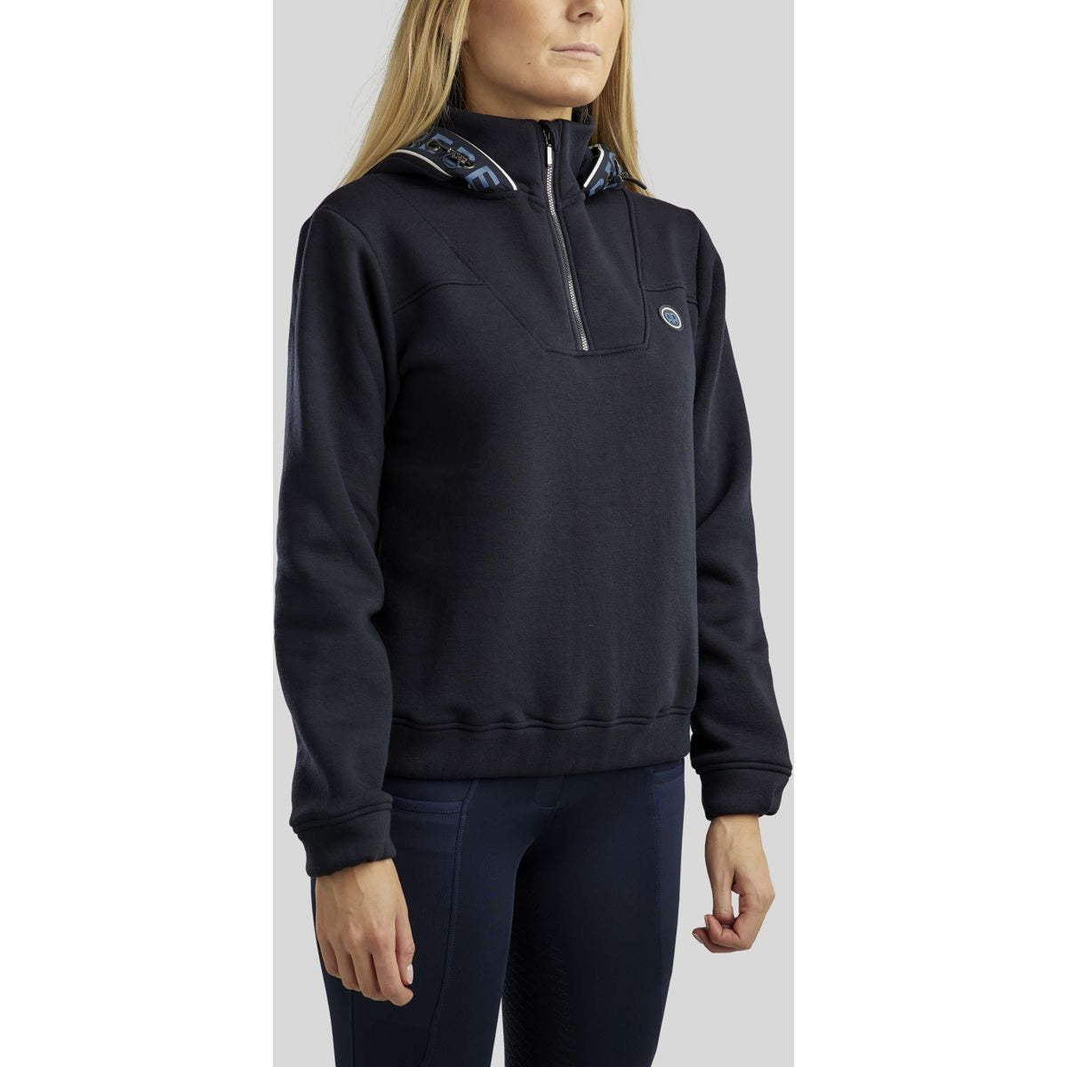 Rebel Pull col Hoodie Quarter Zip Logo Marin