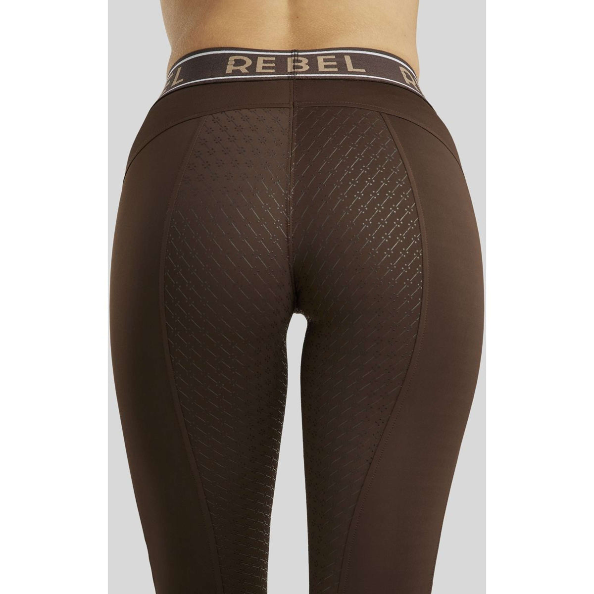 Rebel Legging d'Équitation Logo Elastic Waistband Full Grip Marron